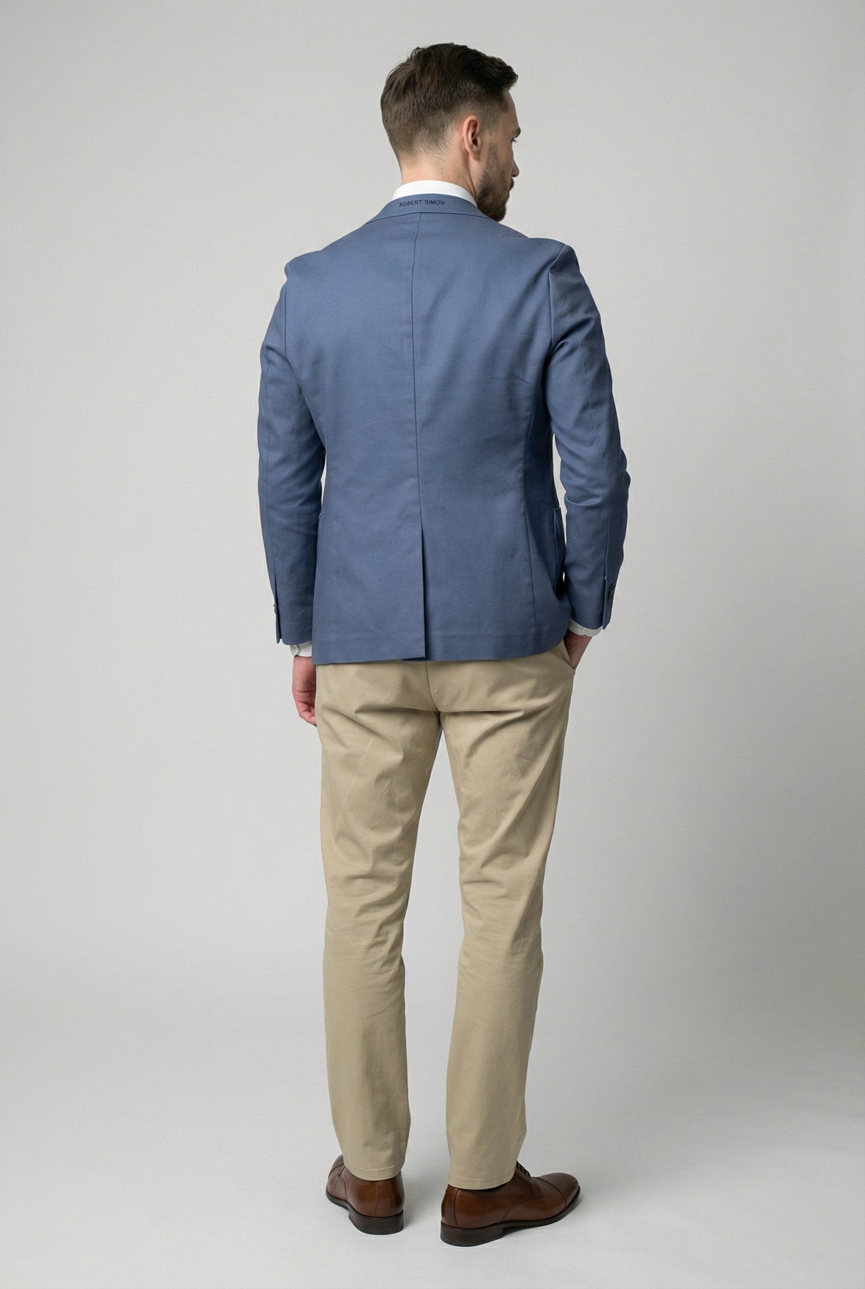 Men’s Cotton Twill Smart Blazer - Roy - Blue Back Picture
