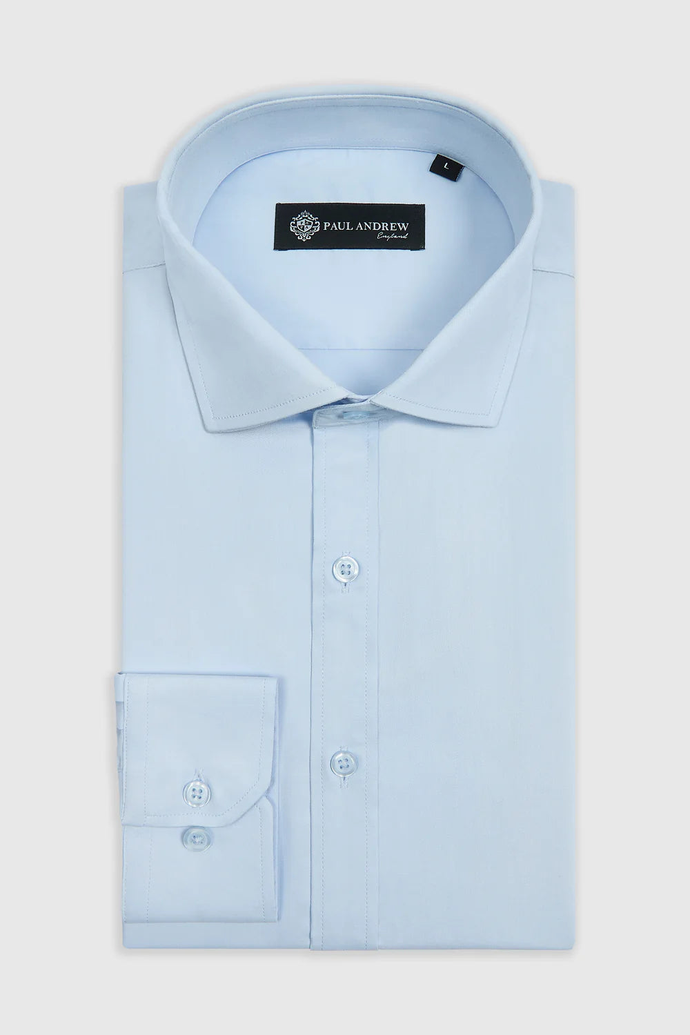 Men's Double Cuff Tailored Fit Formal Shirt - Blue Front Picture