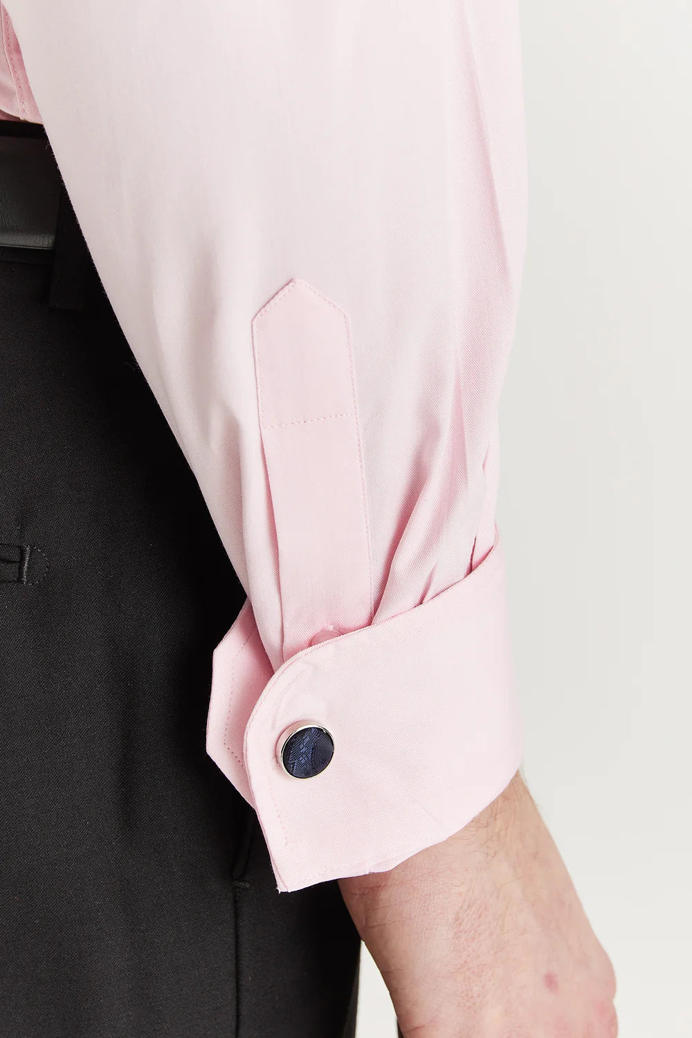 Men's Double Cuff Tailored Fit Formal Shirt - Pink Cufflinks Picture