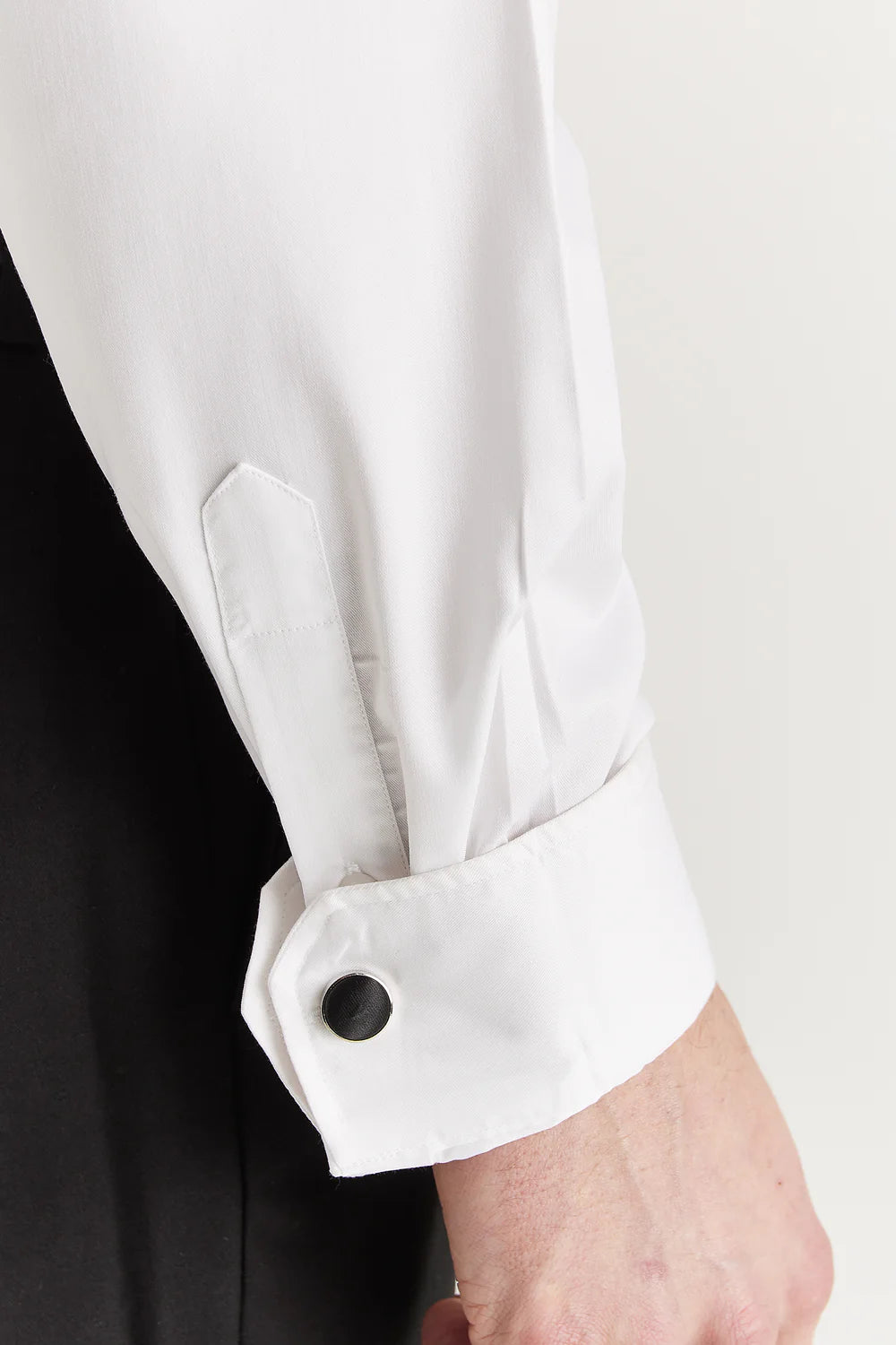 Men's Double Cuff Tailored Fit Formal Shirt - White Cufflink Picture