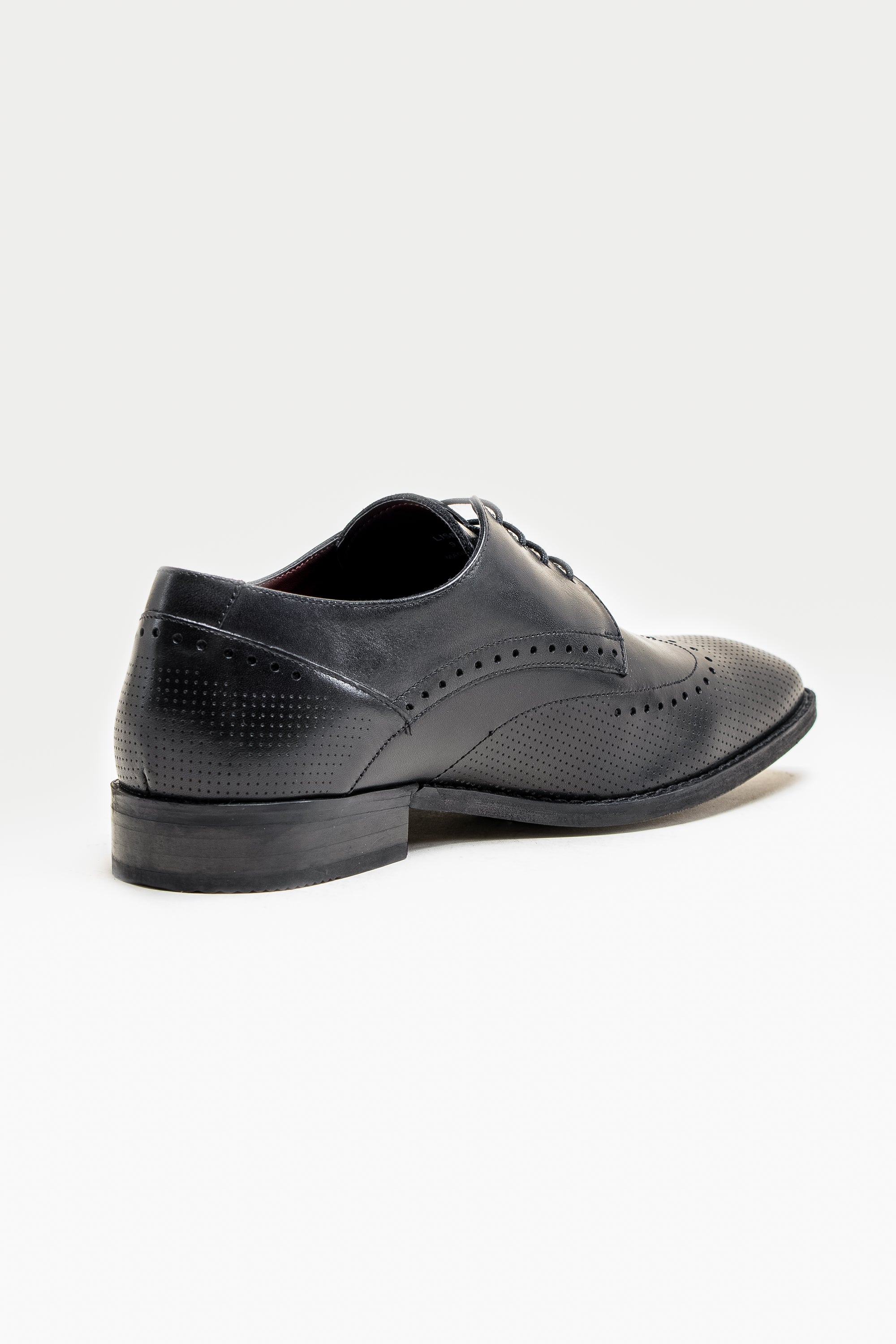 Men's Genuine Leather Derby Brogue Shoes - LISBON Black Back Picture