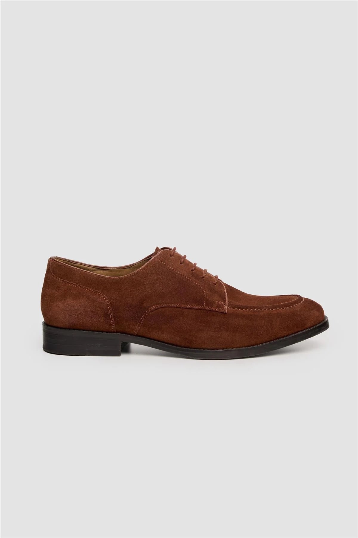 Herren-Echte Wildleder-Derby-Schuhe mit Vorderkappe - Brera - Cognag Braun