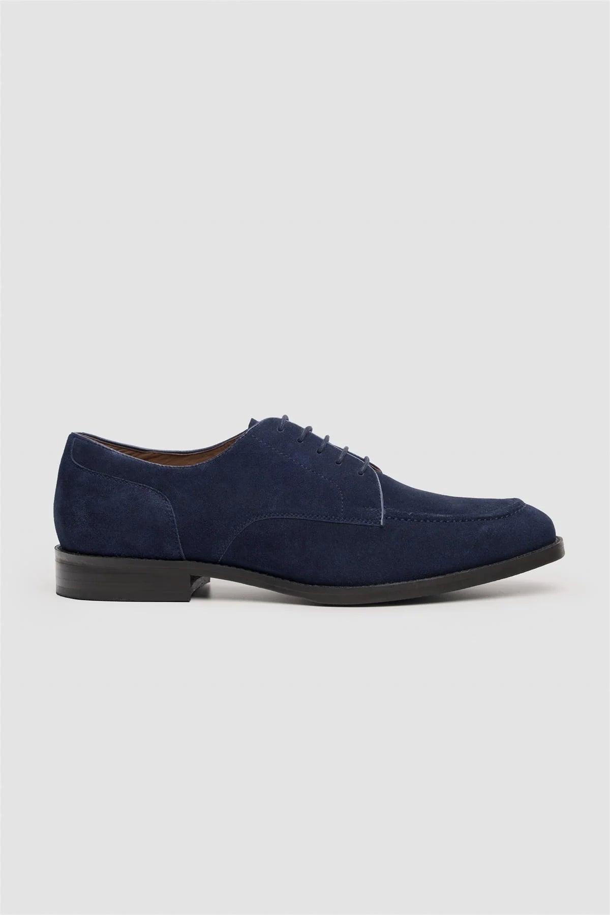 Herren Echtleder-Suede-Derby-Schuhe mit Vorderkappennähte - Brera - Navy