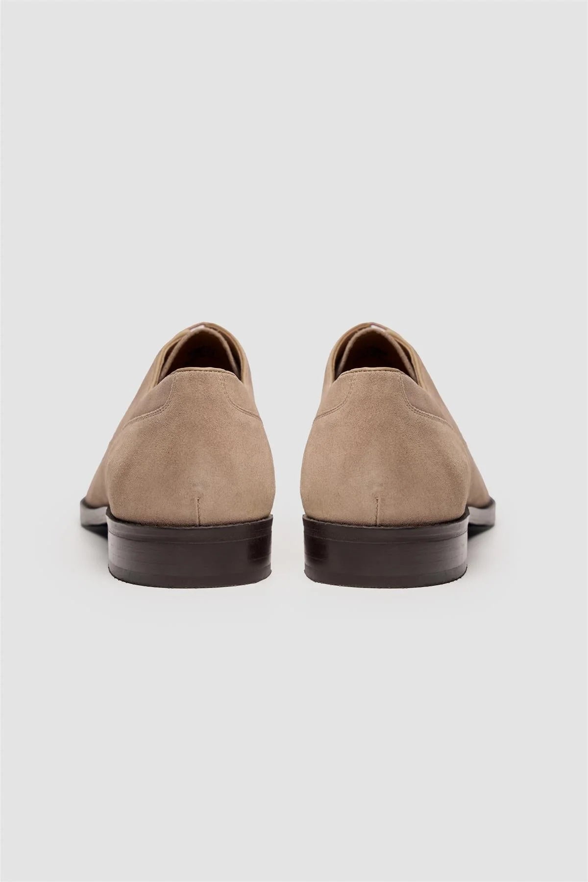 Zapatos Derby de Gamuza Genuina para Hombre con Punta Apron - Brera - Beige Sandria