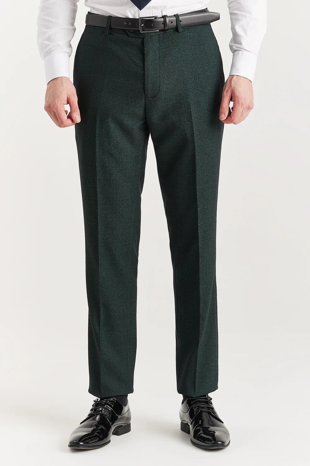 Men’s Glen Check Formal Trousers - Regent - Olive Green Model Picture