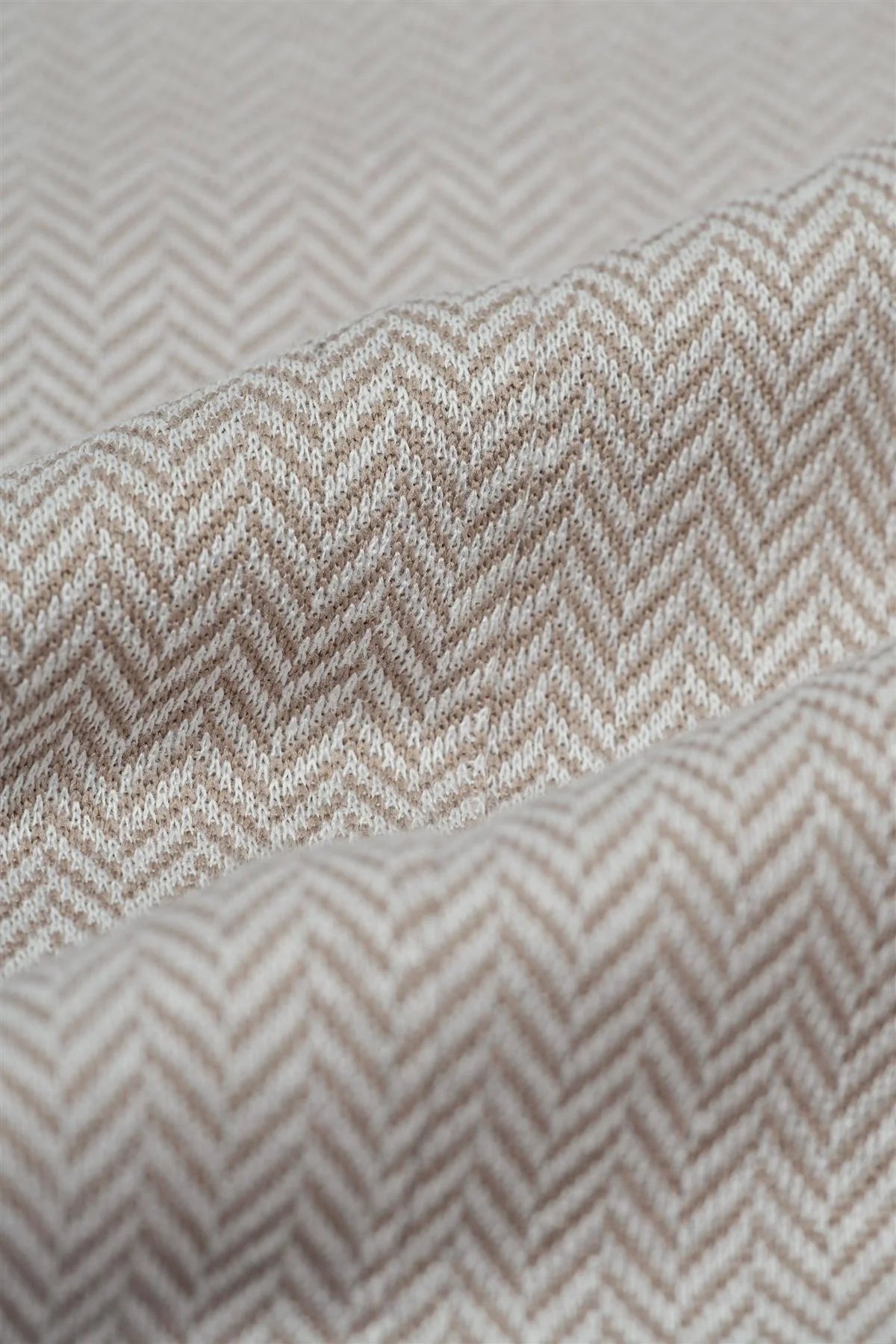 Men’s Herringbone Casual Trousers - Vasco - Beige Facric Picture