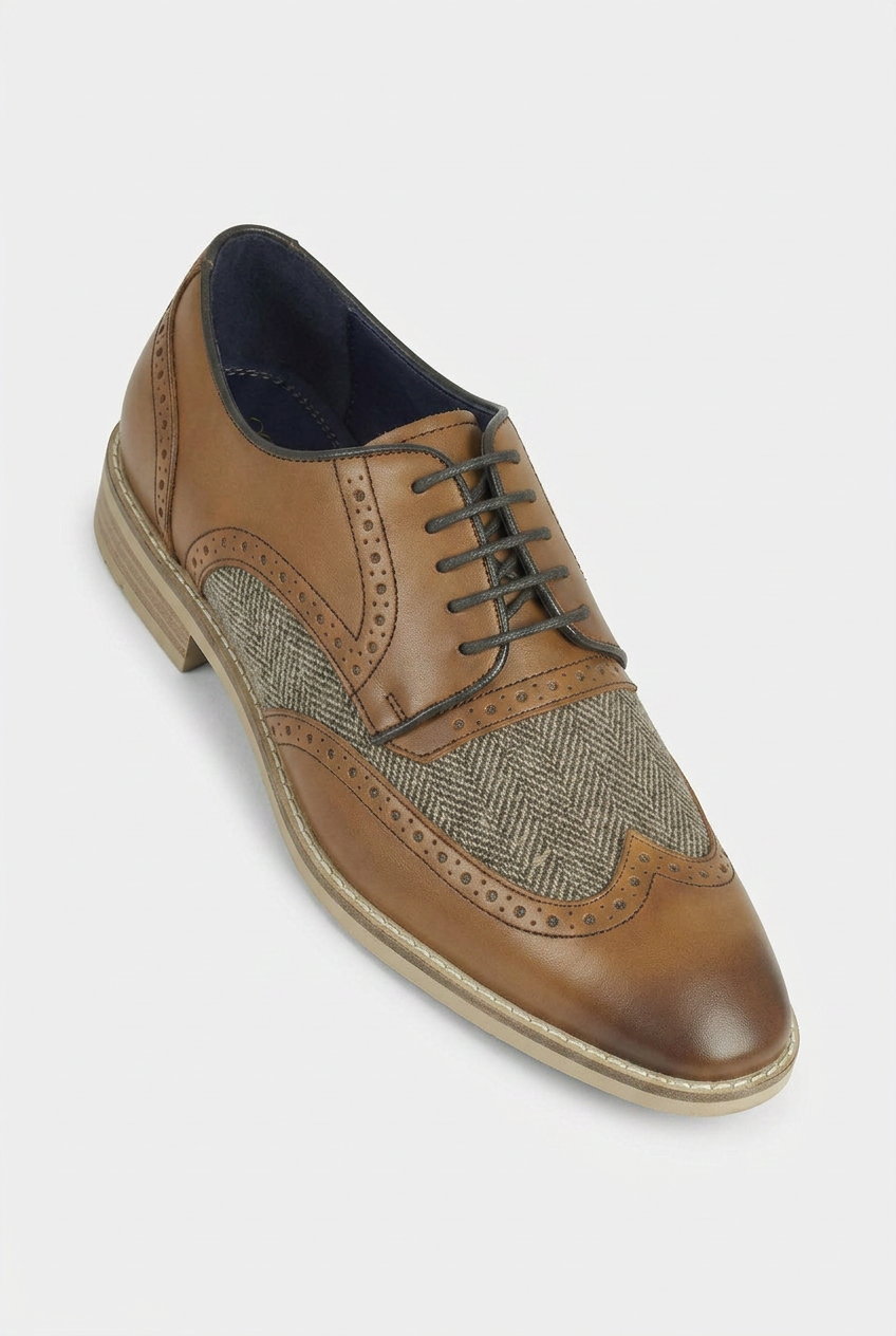 Zapatos Oxford Brogue de Tweed Espiga para Hombre