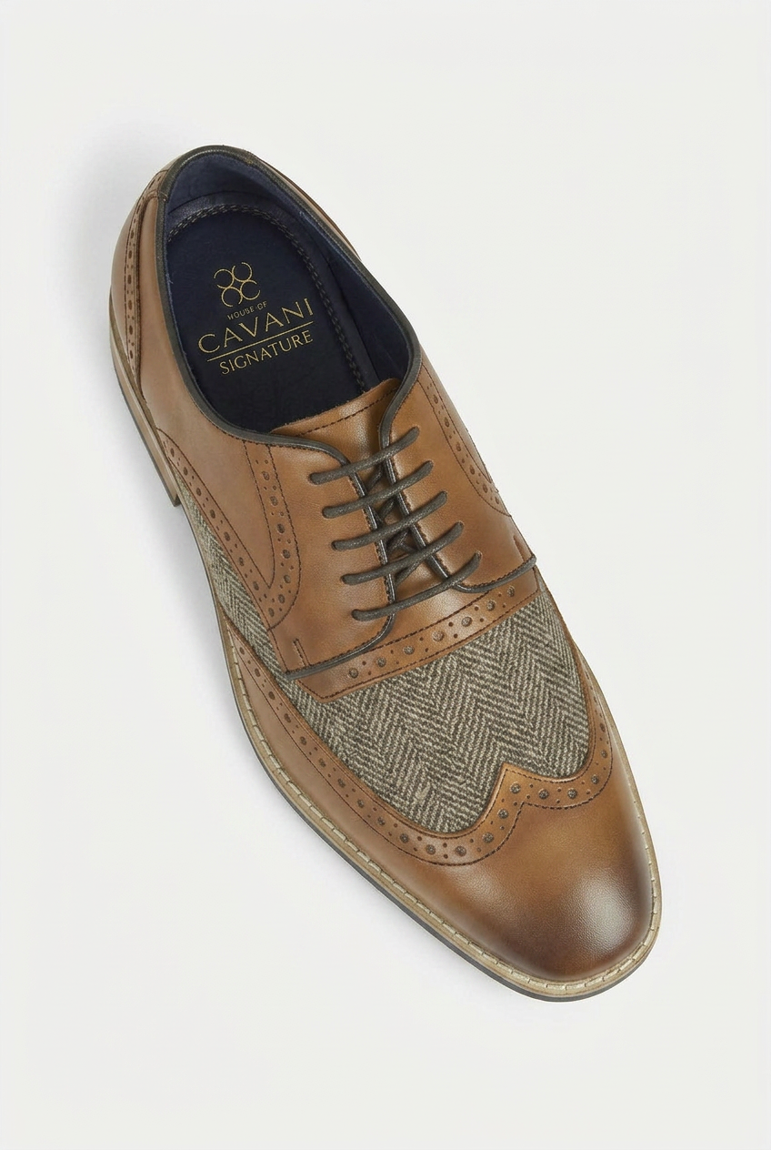 Zapatos Oxford Brogue de Tweed Espiga para Hombre