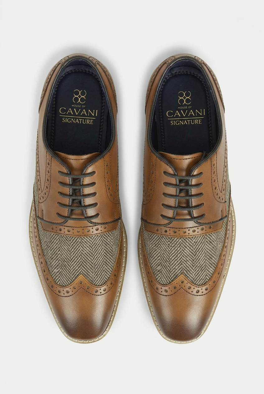 Zapatos Oxford Brogue de Tweed Espiga para Hombre
