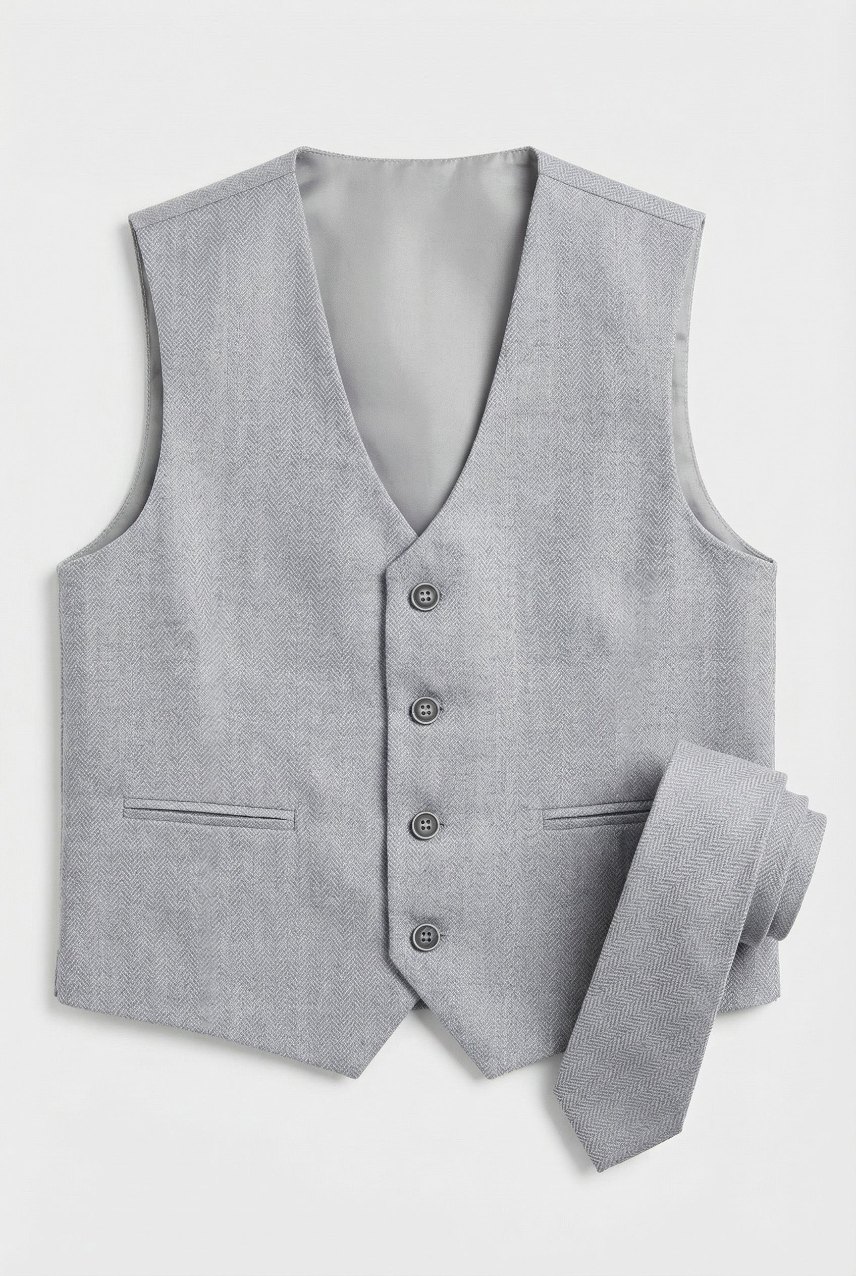 Men’s Herringbone Waistcoat Set - Grey