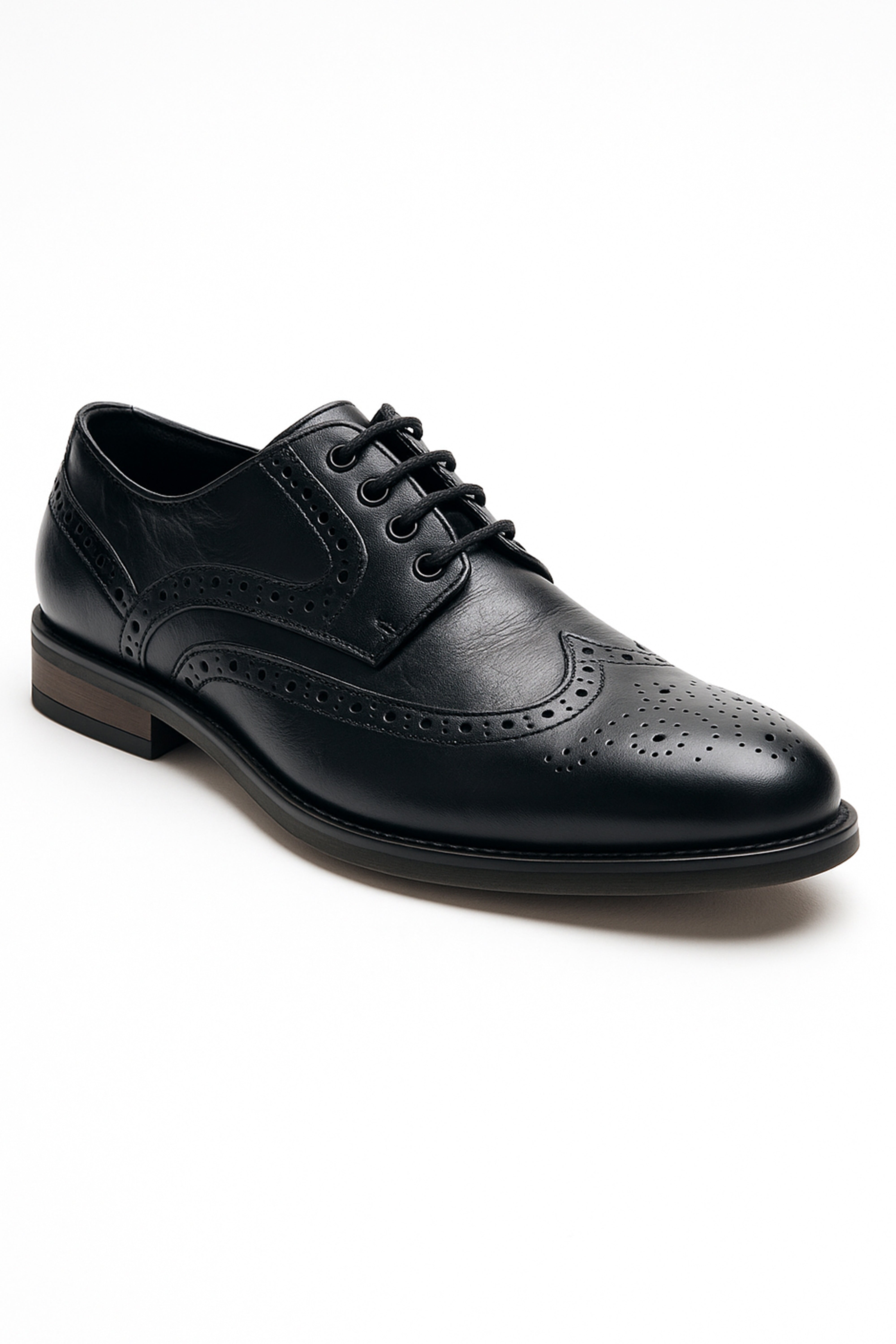 Men's Lace Up Oxford Brogue Dress Shoes - Russel - Black Side Picture