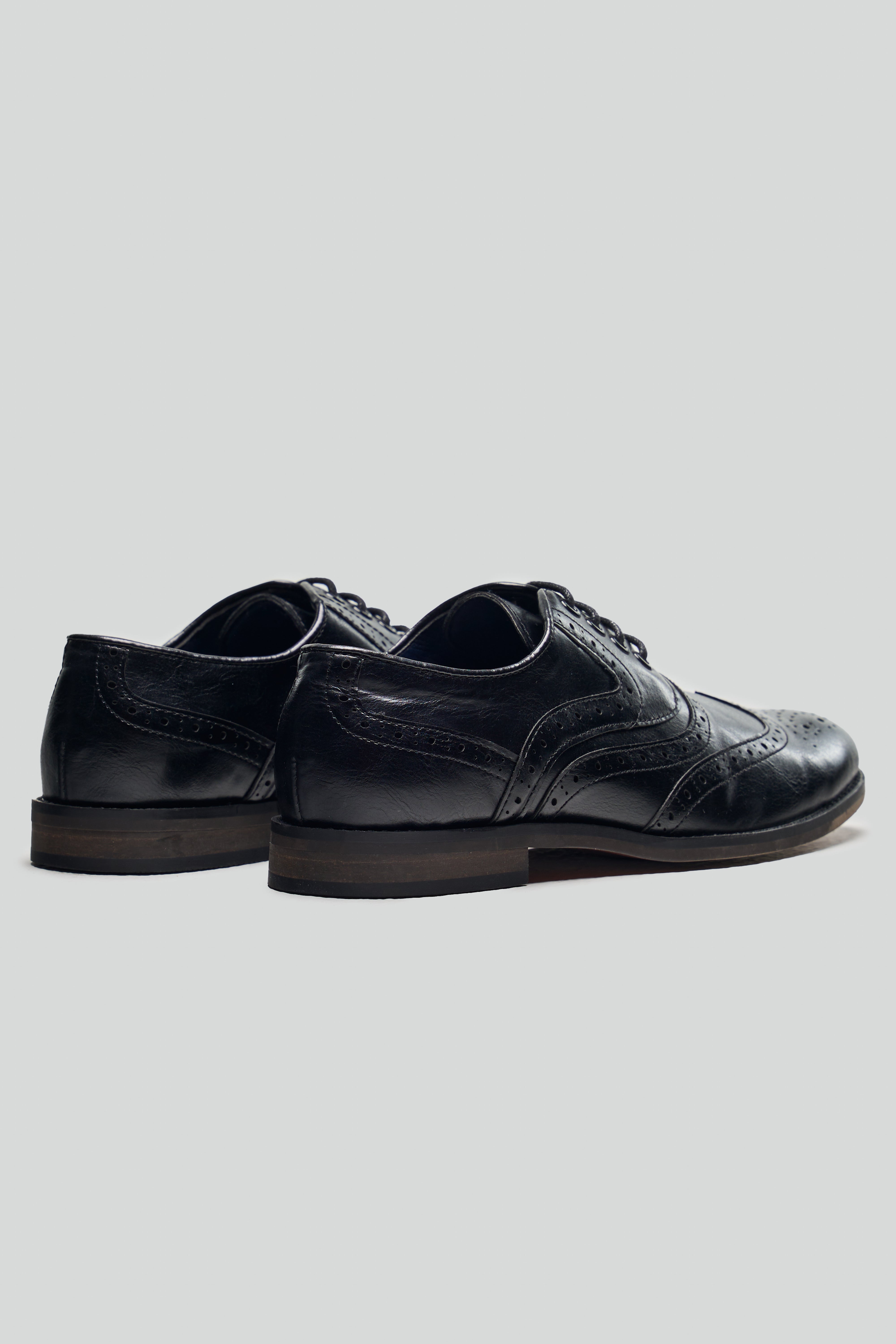 Men's Lace Up Oxford Brogue Dress Shoes - Russel - Black Back Picture