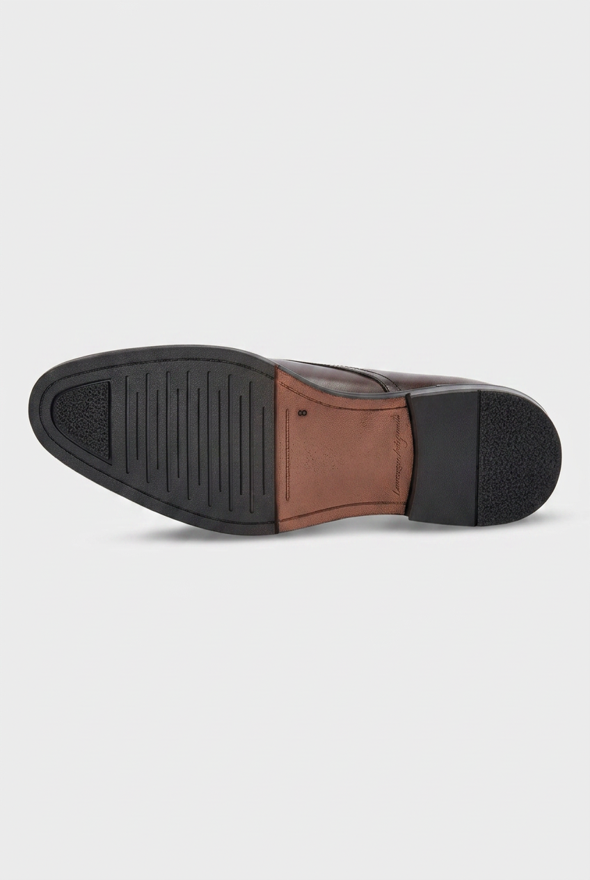 Men’s Leather Derby Lace Up Shoes - Brown Sole Picture