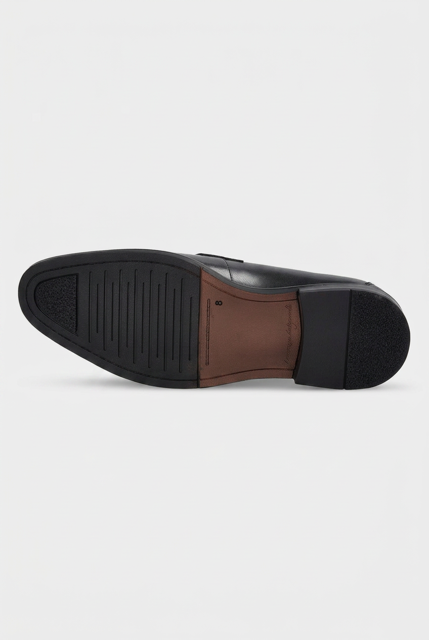 Men’s Leather Penny Loafer Shoes - Black Sole Picture