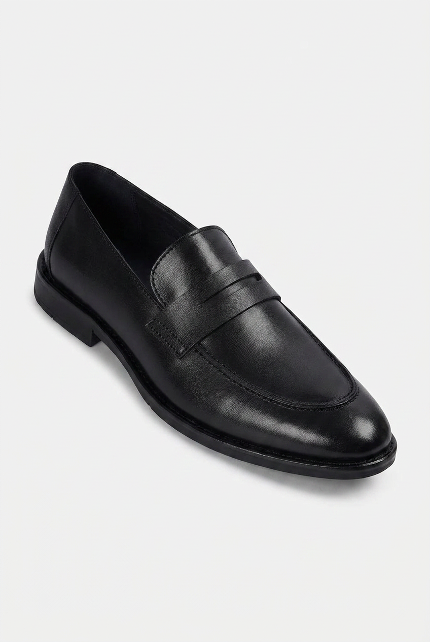 Men’s Leather Penny Loafer Shoes - Black