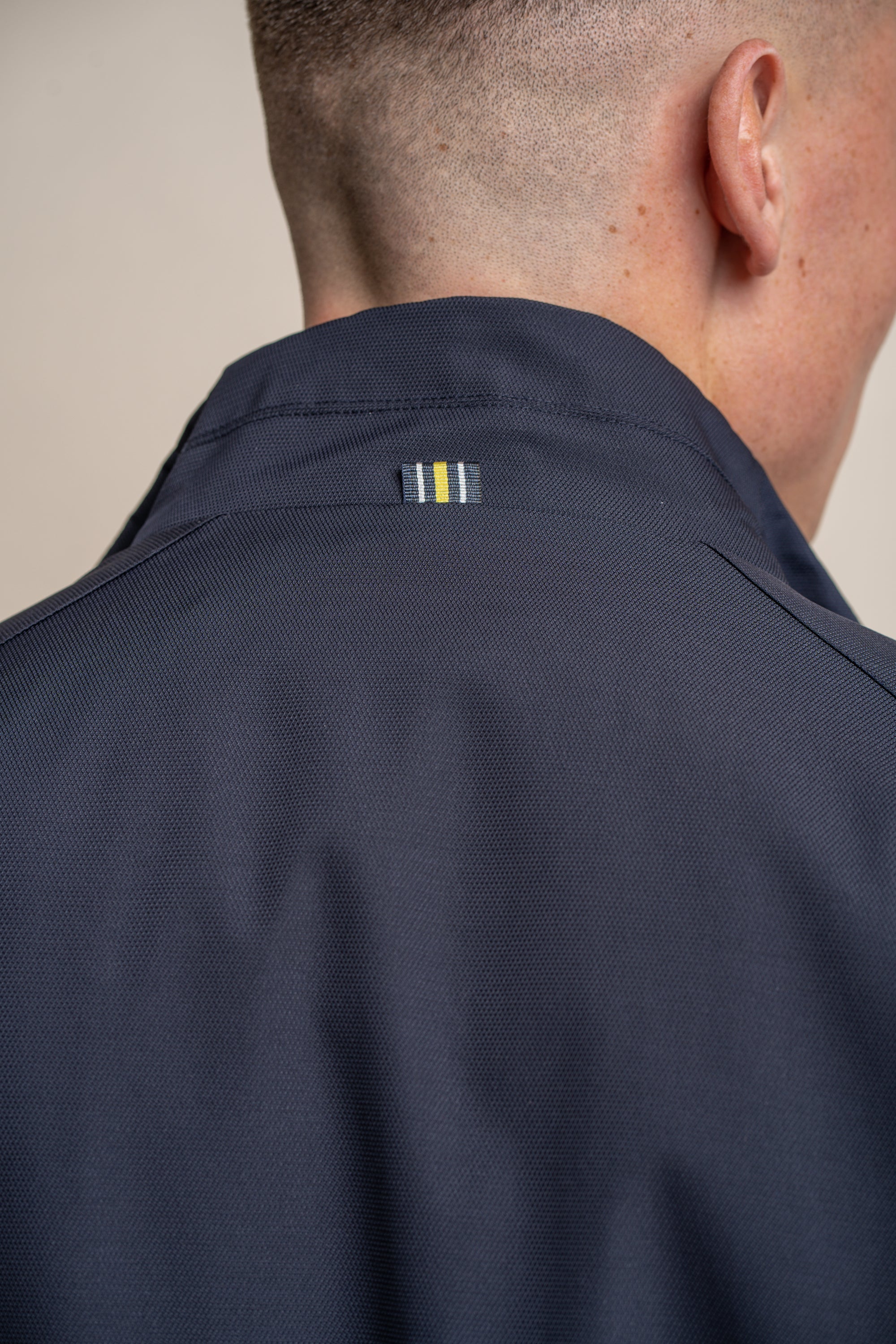 Men's Lightweight Slim Fit Bomber Jacket - KASPER - Navy Back Detail Picture