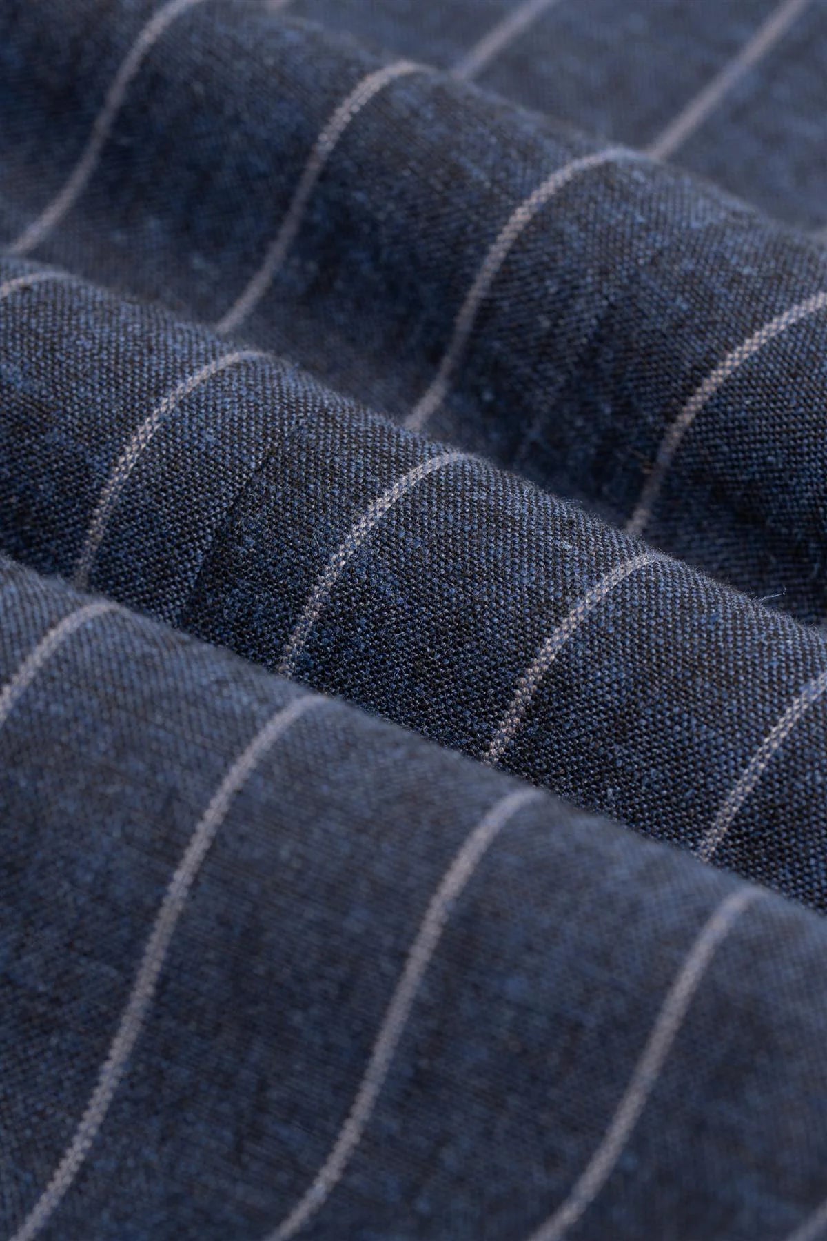 Blazer rayé en lin pour homme avec poches plaquées - Piero - Bleu marine
