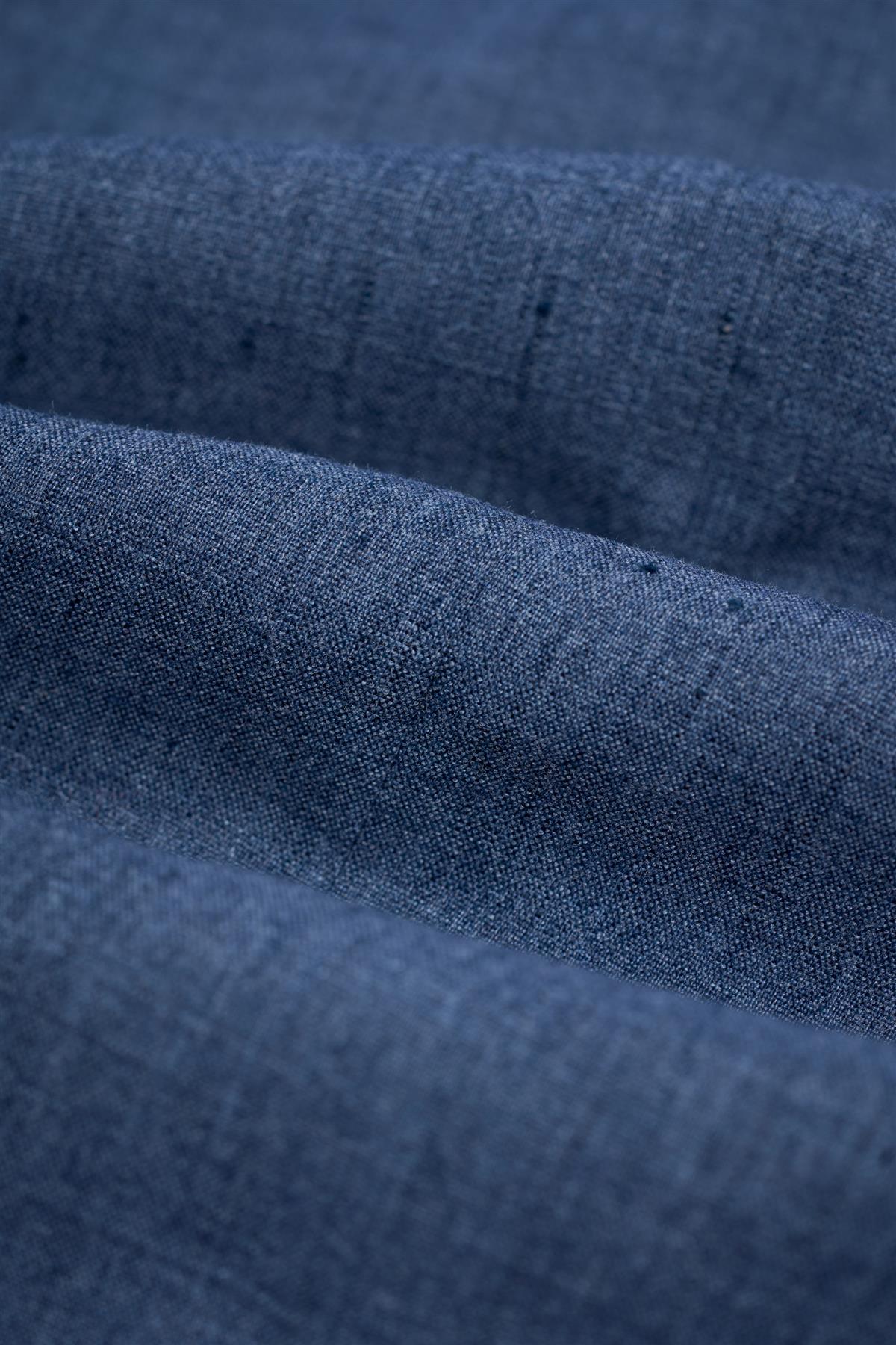 Blazer décontracté ajusté en lin pour homme avec poches plaquées - Luca - Indigo Bleu