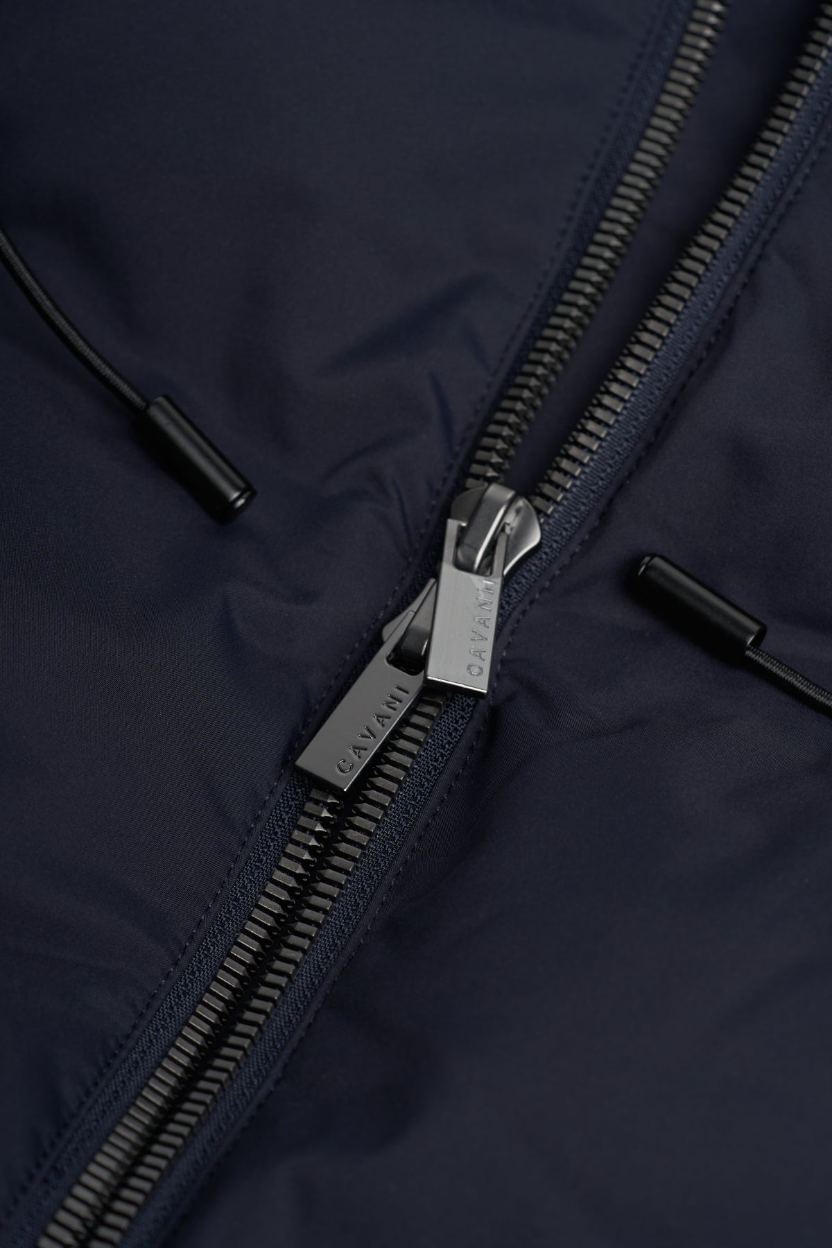 Men’s Long Hooded Puffer Winter Coat – Cavani Delray Navy Zip Picture