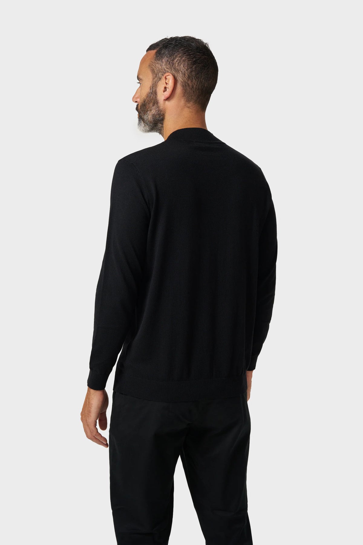 Men's Merino Wool High Neck Knitted Jumper – Cavani Colt Black model back picture
