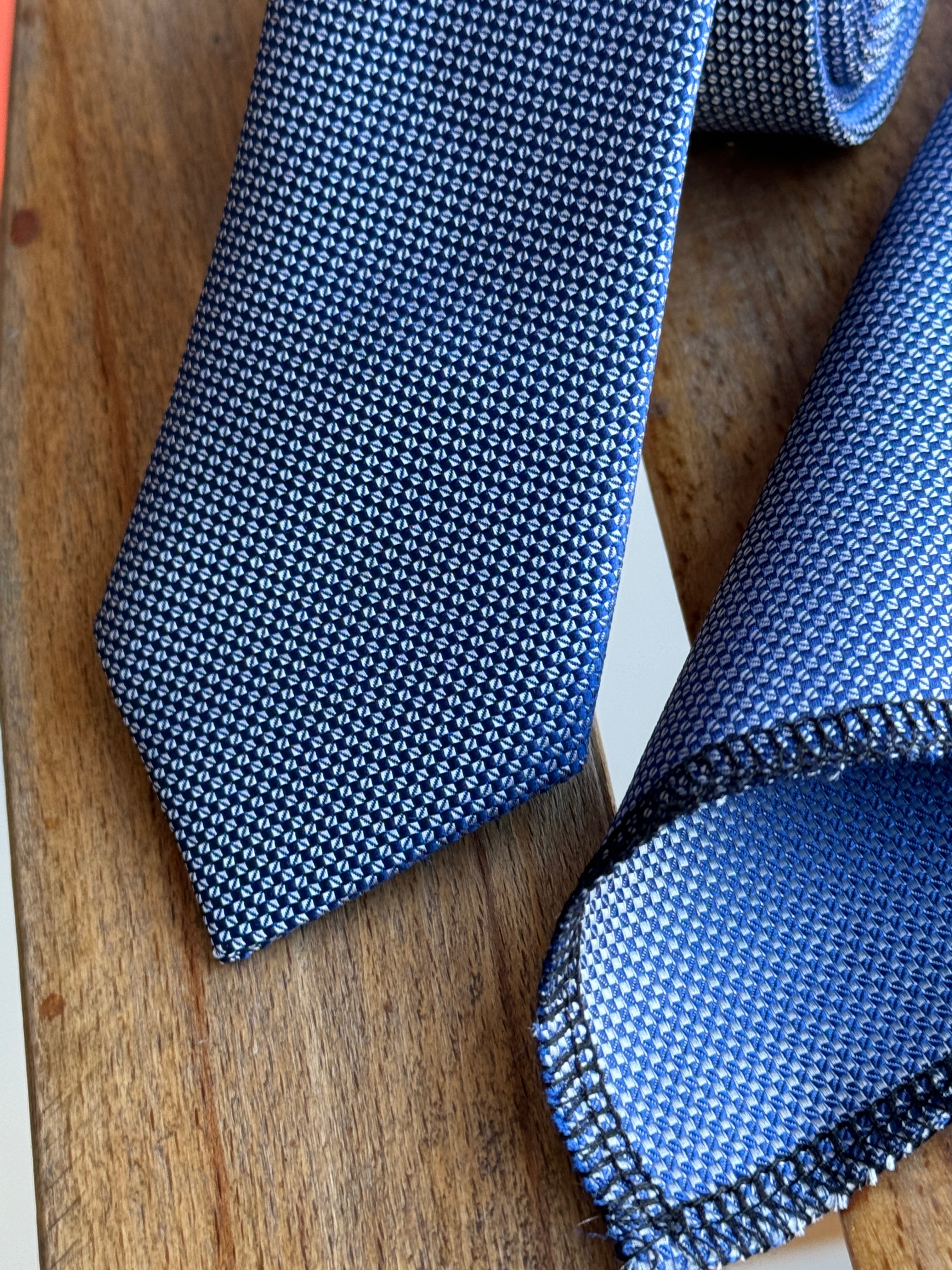 Men’s Oxford Weave Slim Tie Formal Neckwear- Dusty Blue Detail Picture