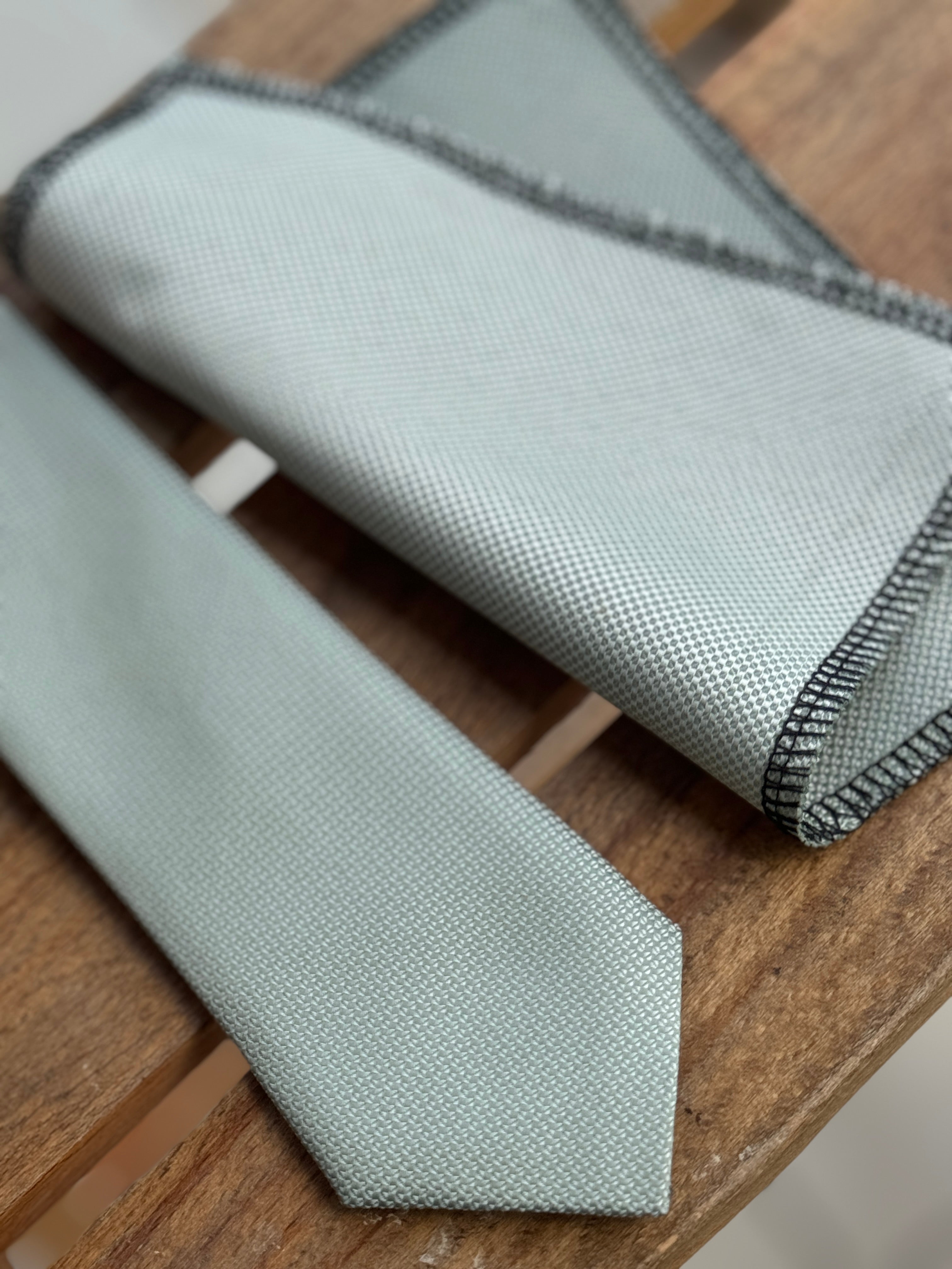 Men’s Oxford Weave Slim Tie Formal Neckwear- Sea Green Detail Picture