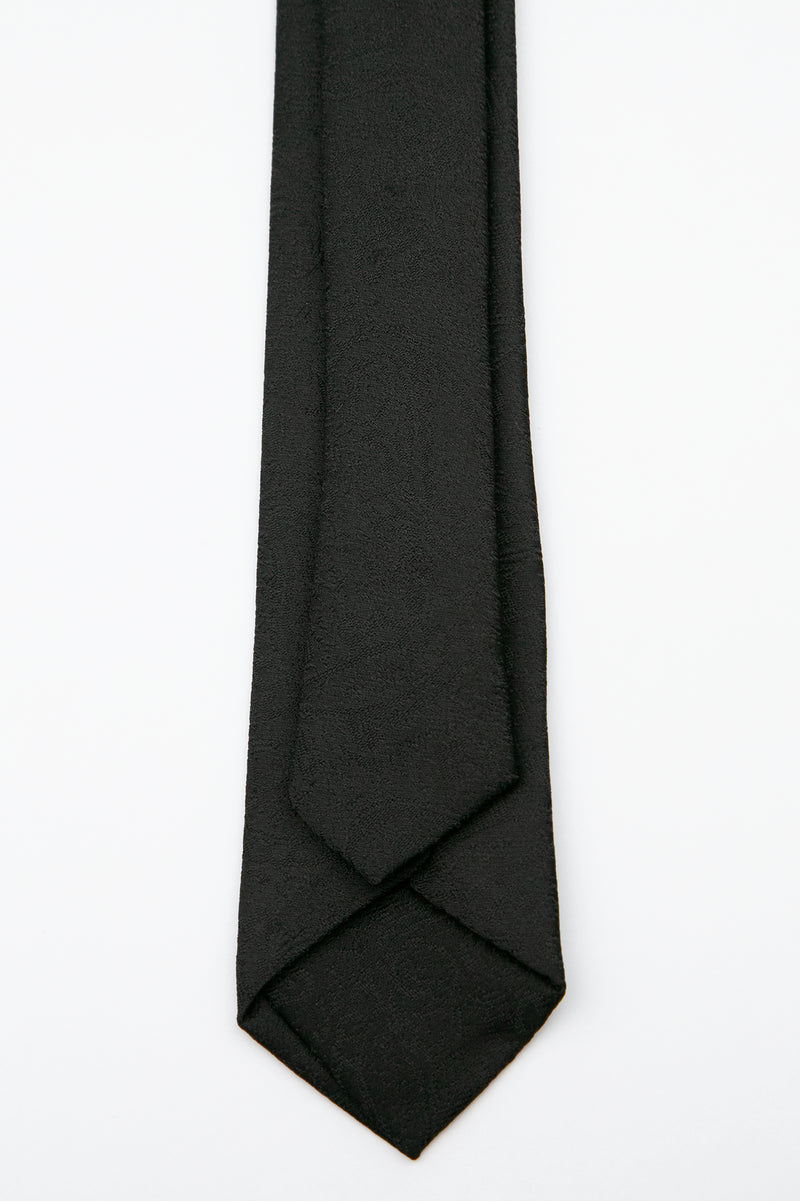 Men’s Paisley Slim Tie & Pocket Square Set in Black Tie Back Picture