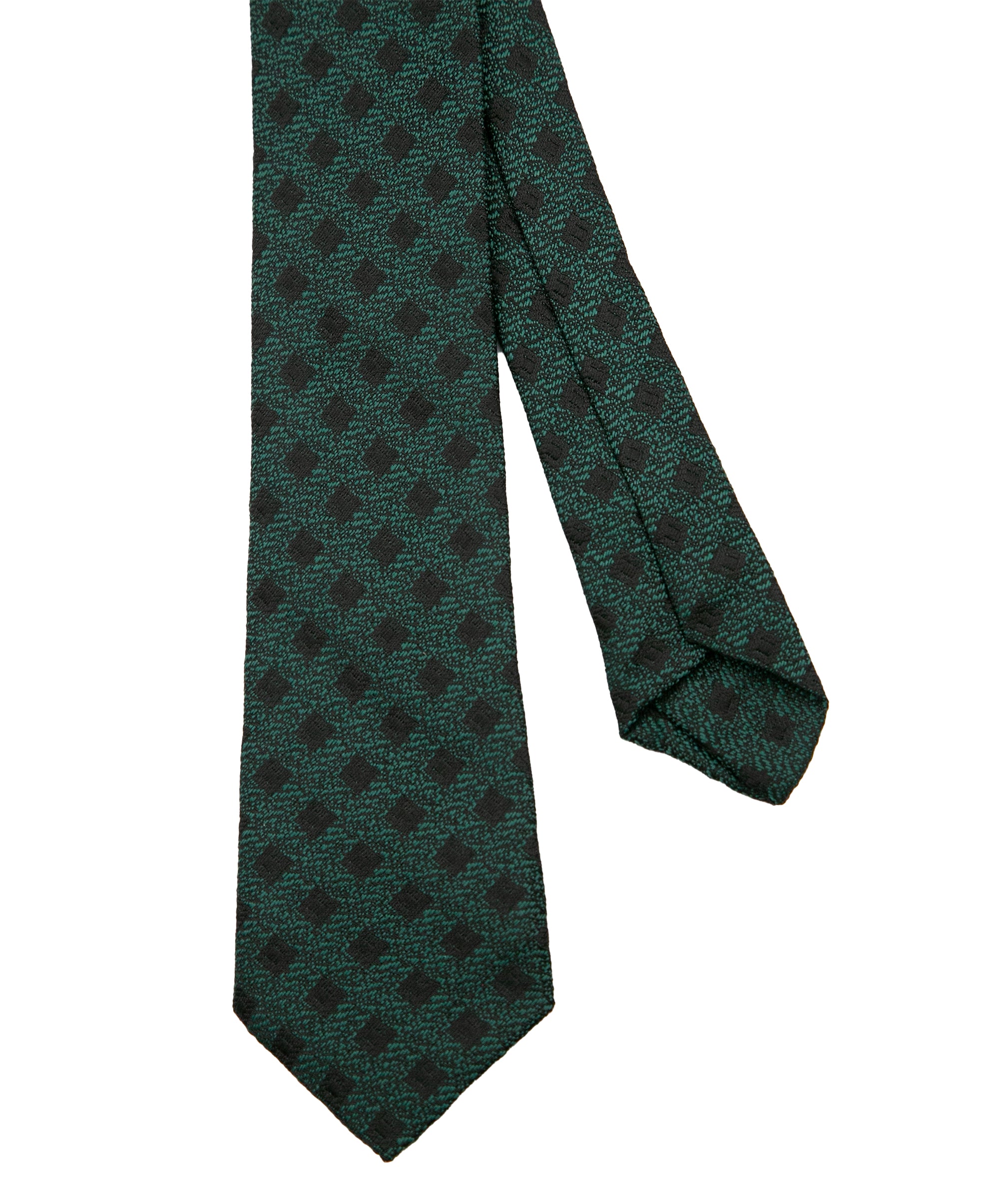 Men’s Paisley Slim Tie & Pocket Square Set in Green Tie Front Picture