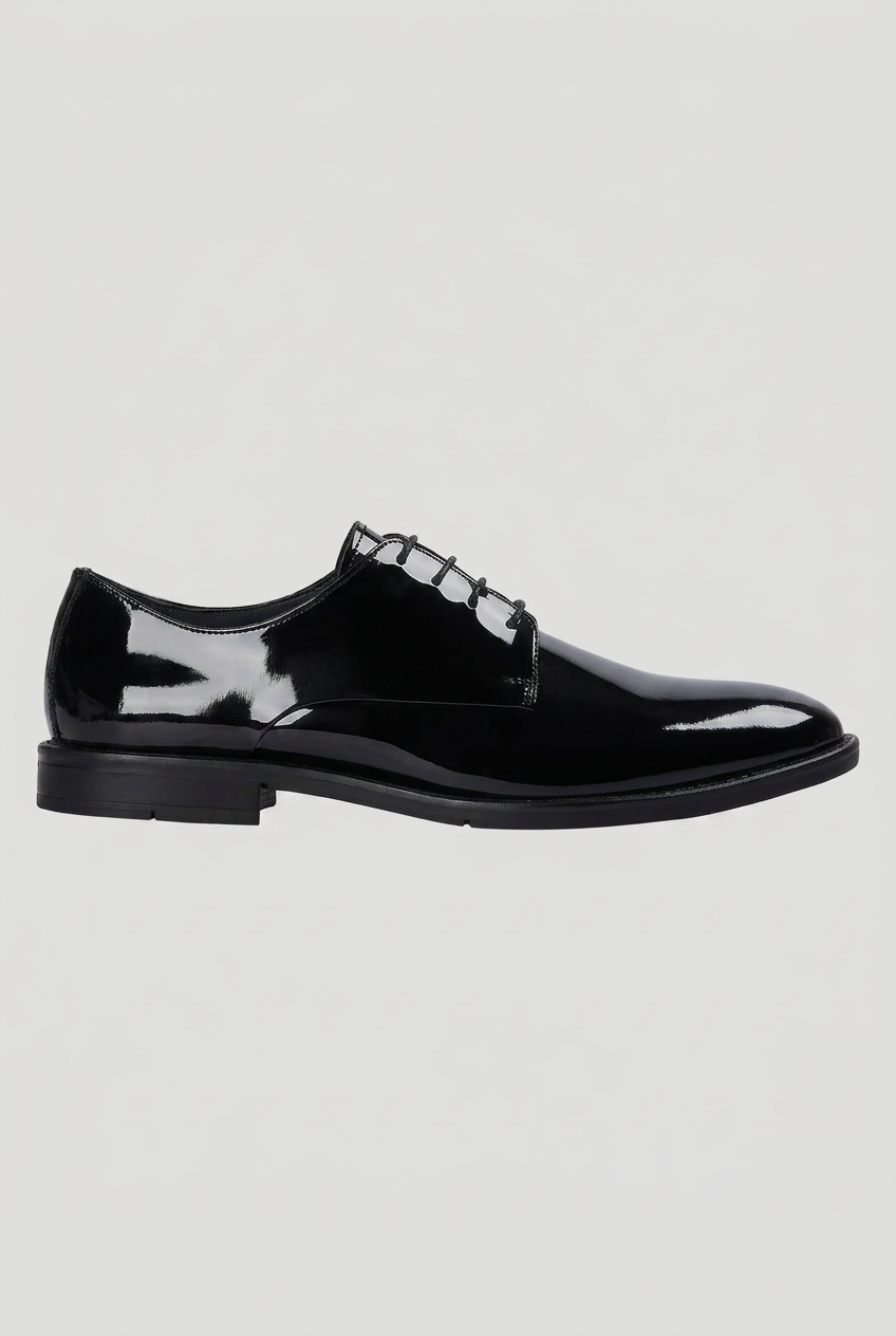 Men’s Patent Leather Derby Dress Shoes - Black Side Picture