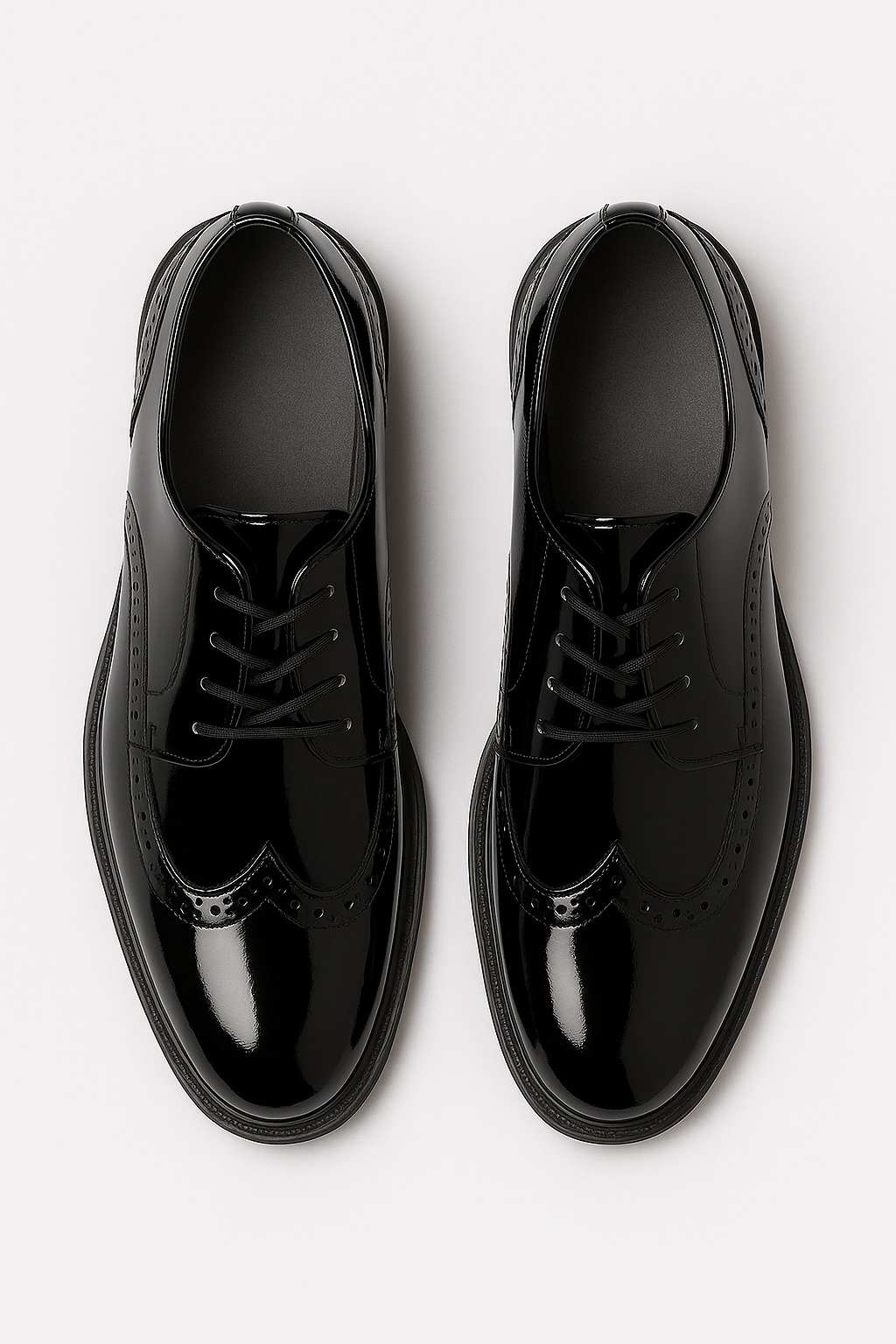 Men’s Patent Wingtip Brogue Derby Dress Shoes - Duke - Black Front Picture