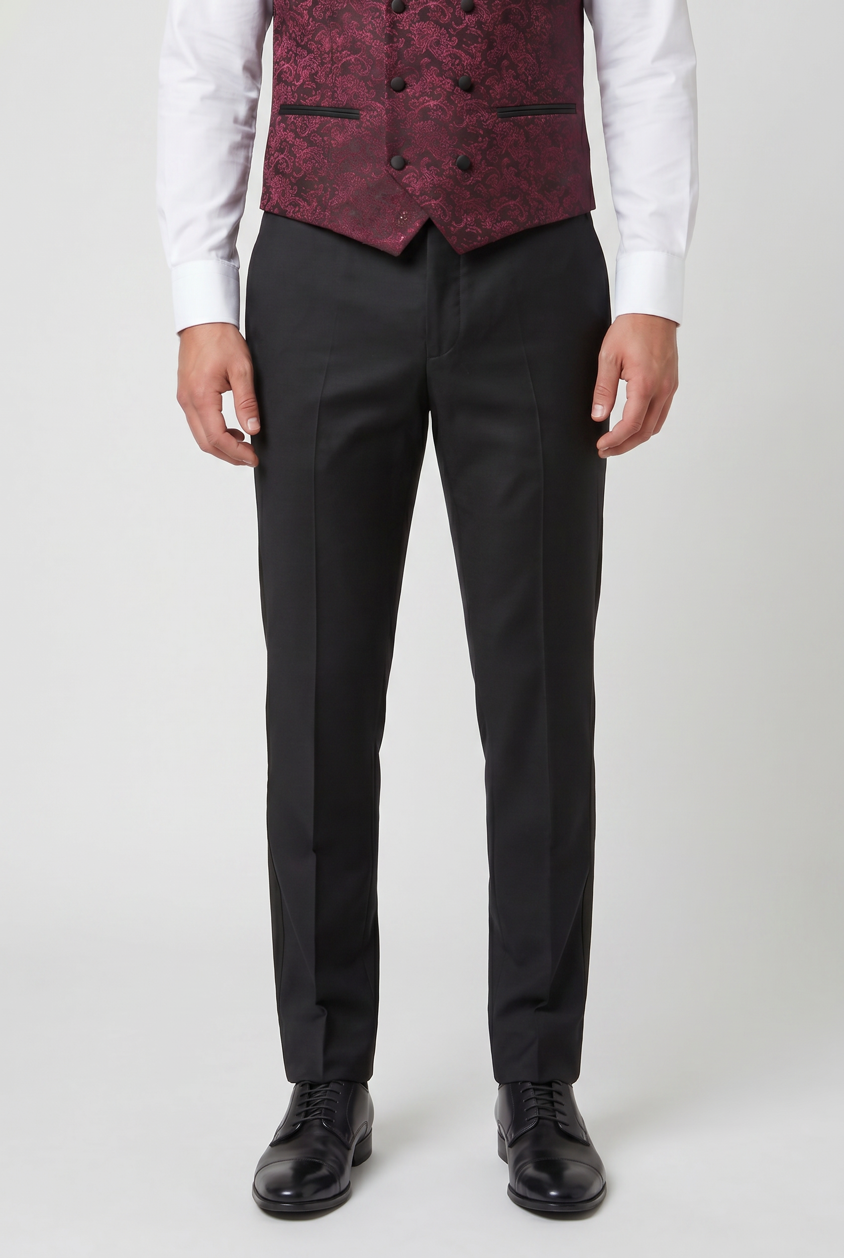 Men's Patterned Shimmer Tuxedo Suit - AARON - Burgundy
