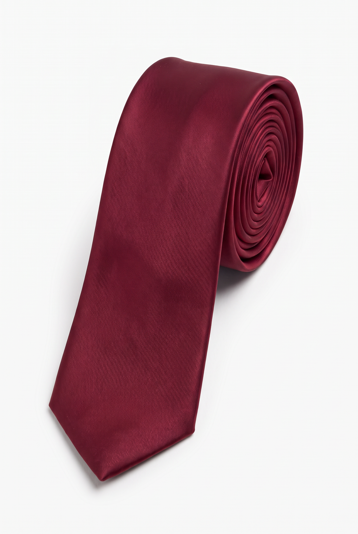 Erkek Slim Kravat ve Cep Mendili Seti - Bordo