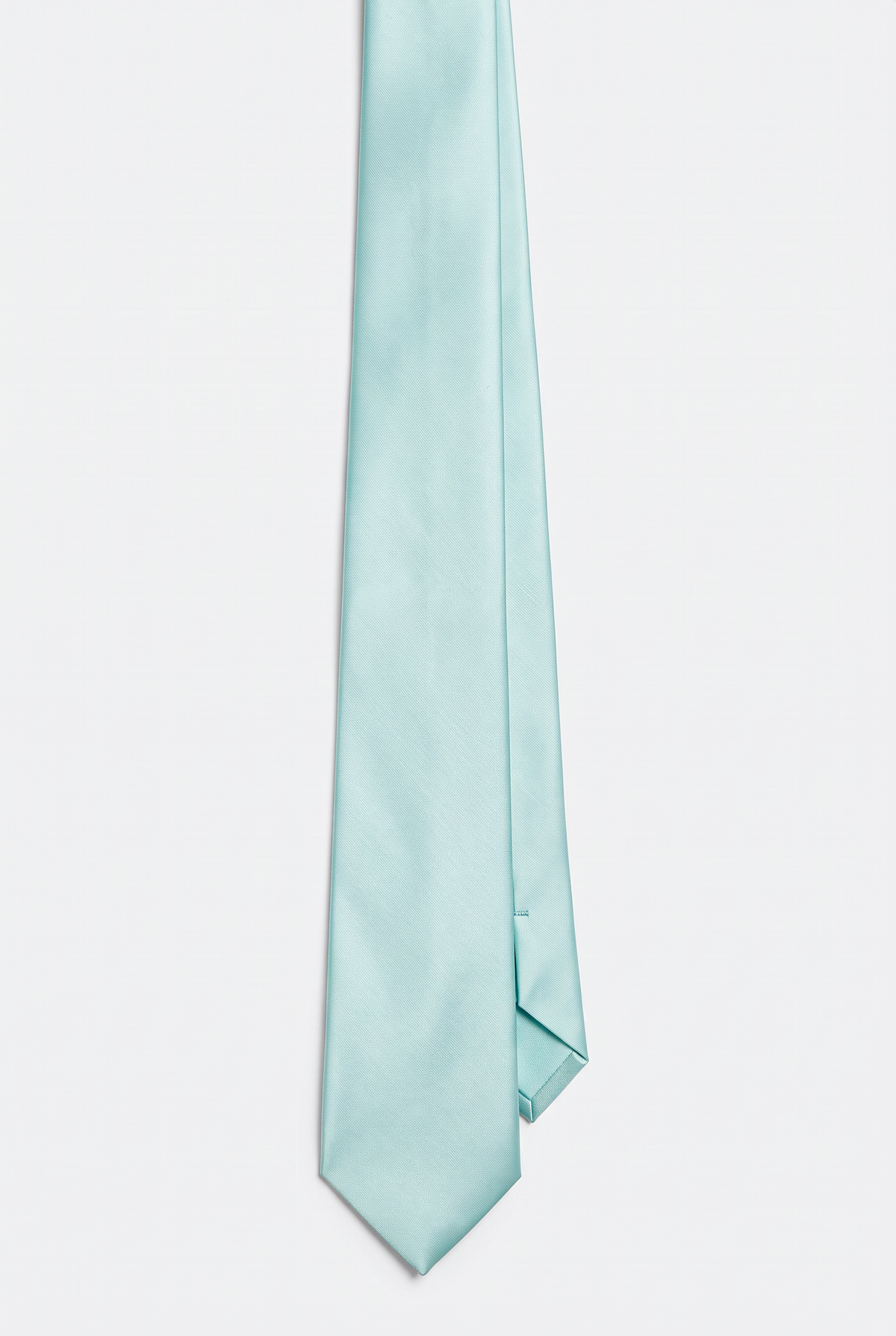 Mint satin men's necktie, full-length front view 