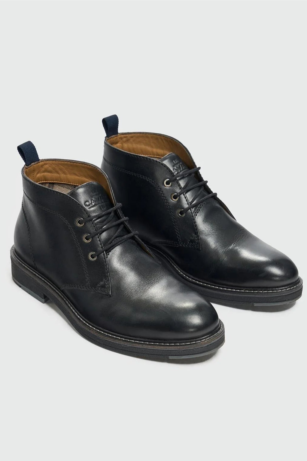 Men’s Polished Leather Chukka Boots - Austin-Black Pair Picture