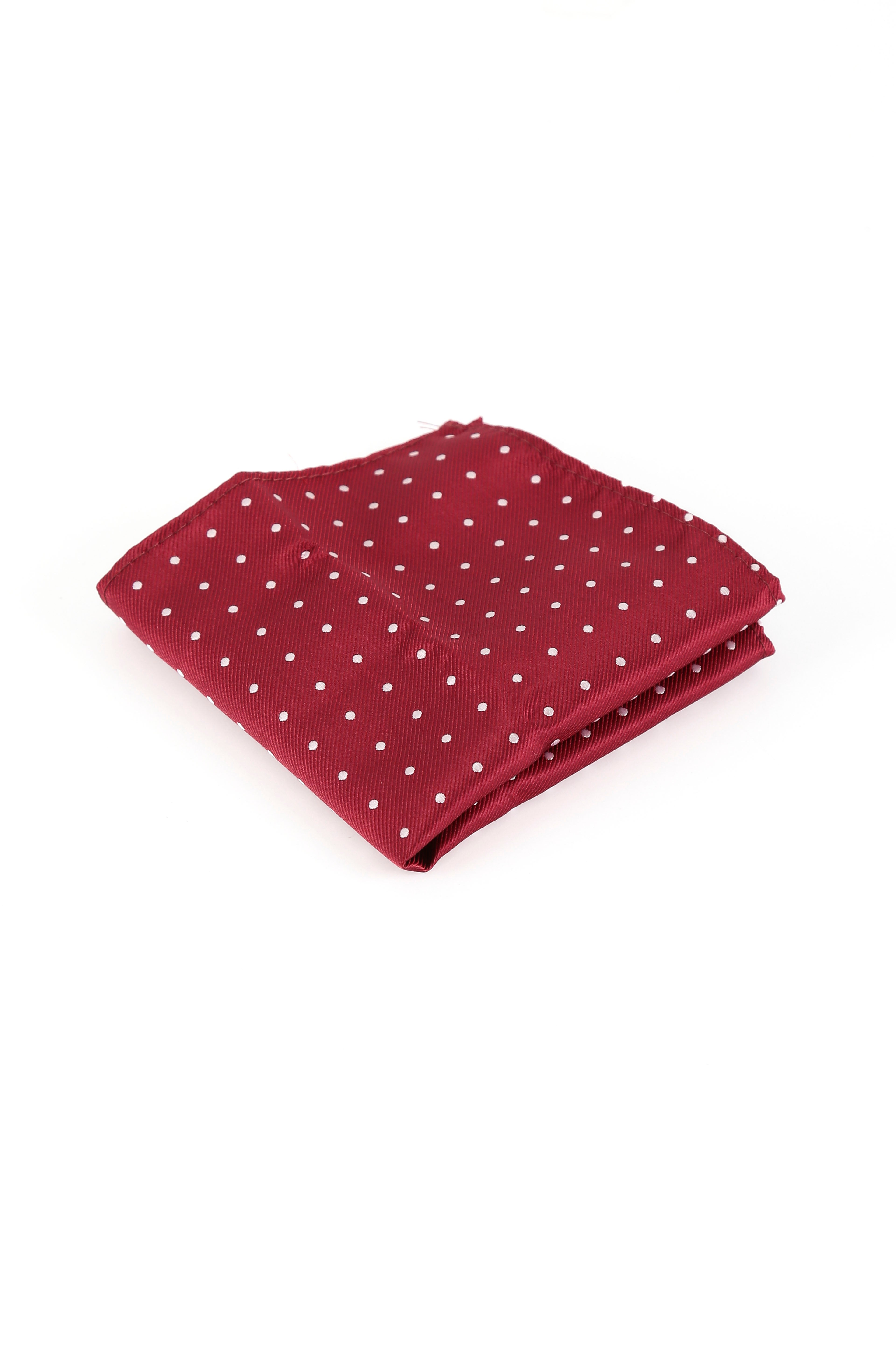 Men's Polka Dotted Tie Hanky & Cufflink Set - Burgundy Hanky Picture