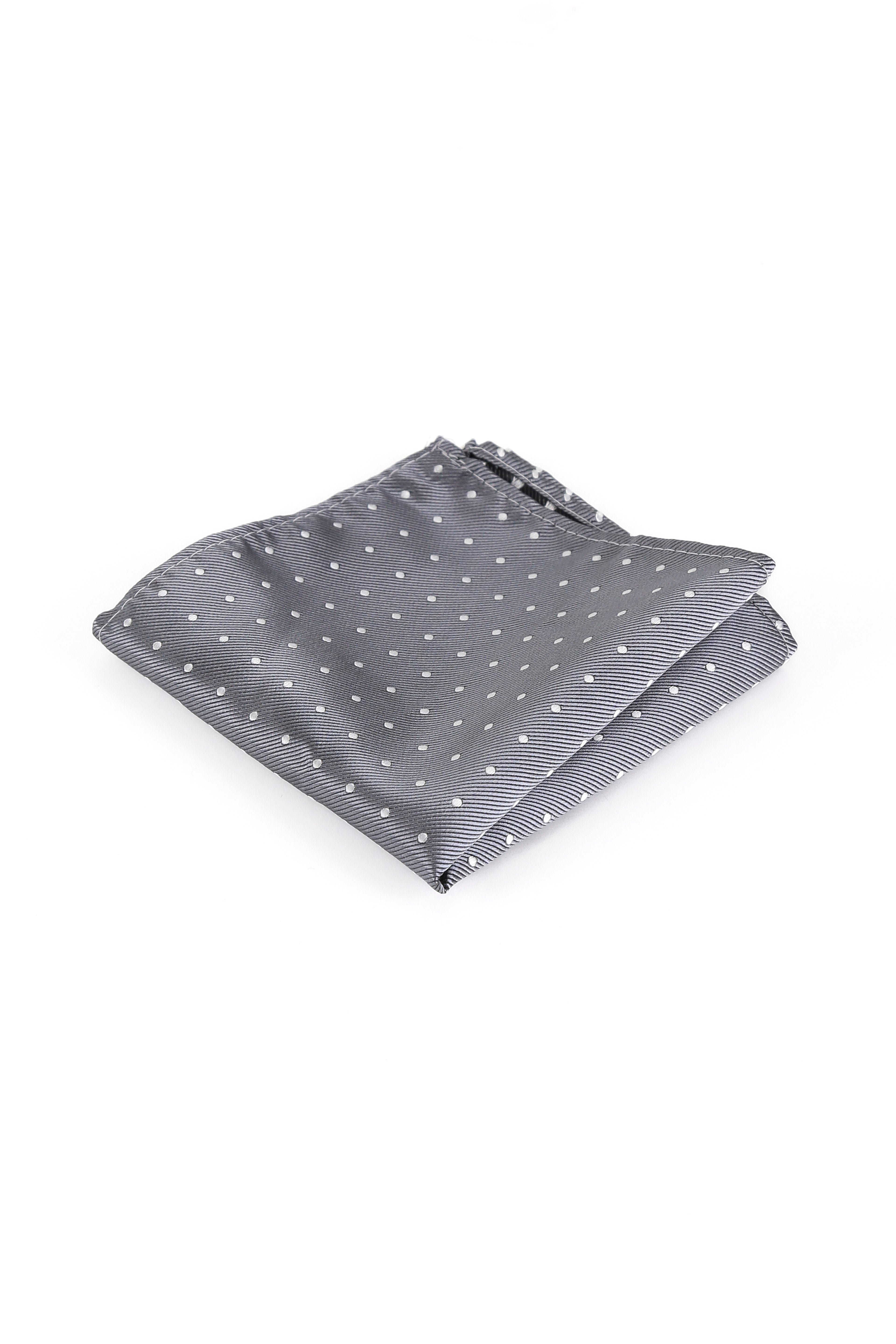 Men's Polka Dotted Tie Hanky & Cufflink Set - Grey Hanky Picture