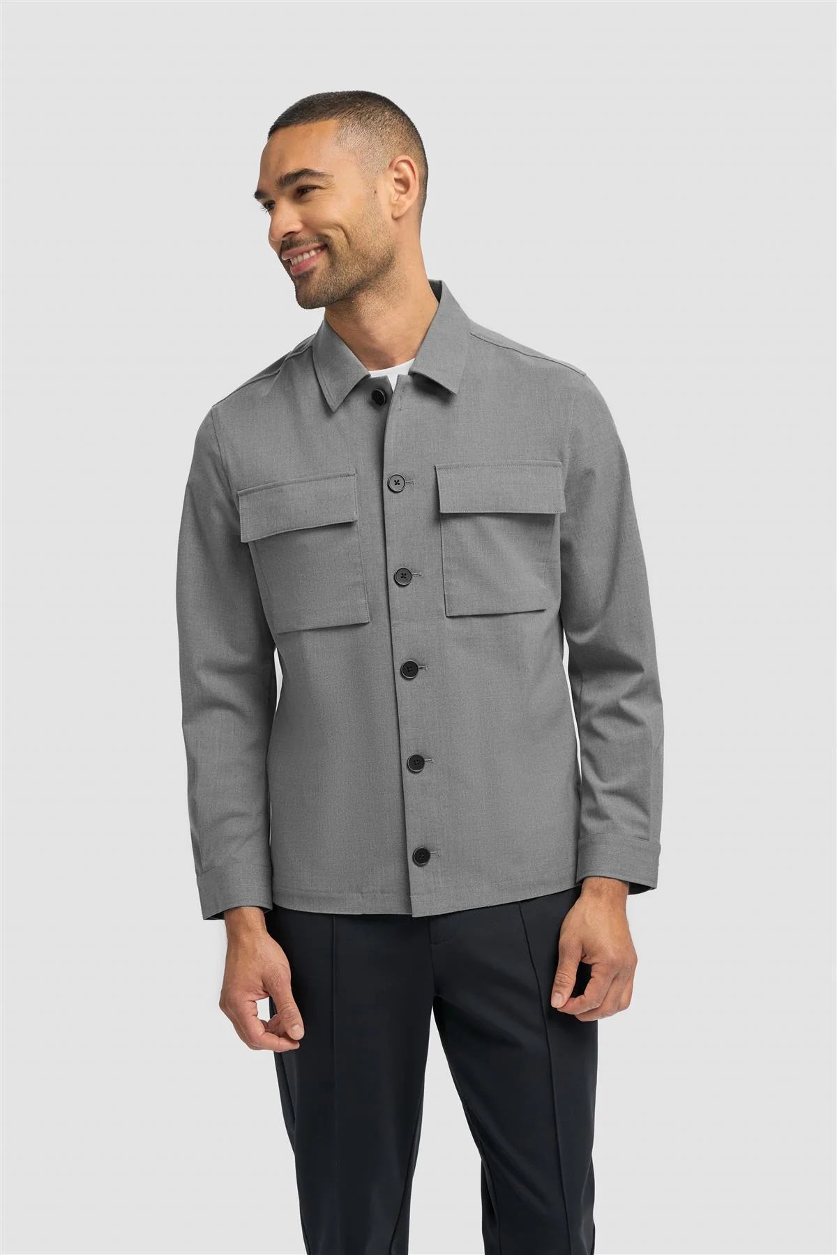 Herren Regular Fit Overshirt - Danilo - Grau
