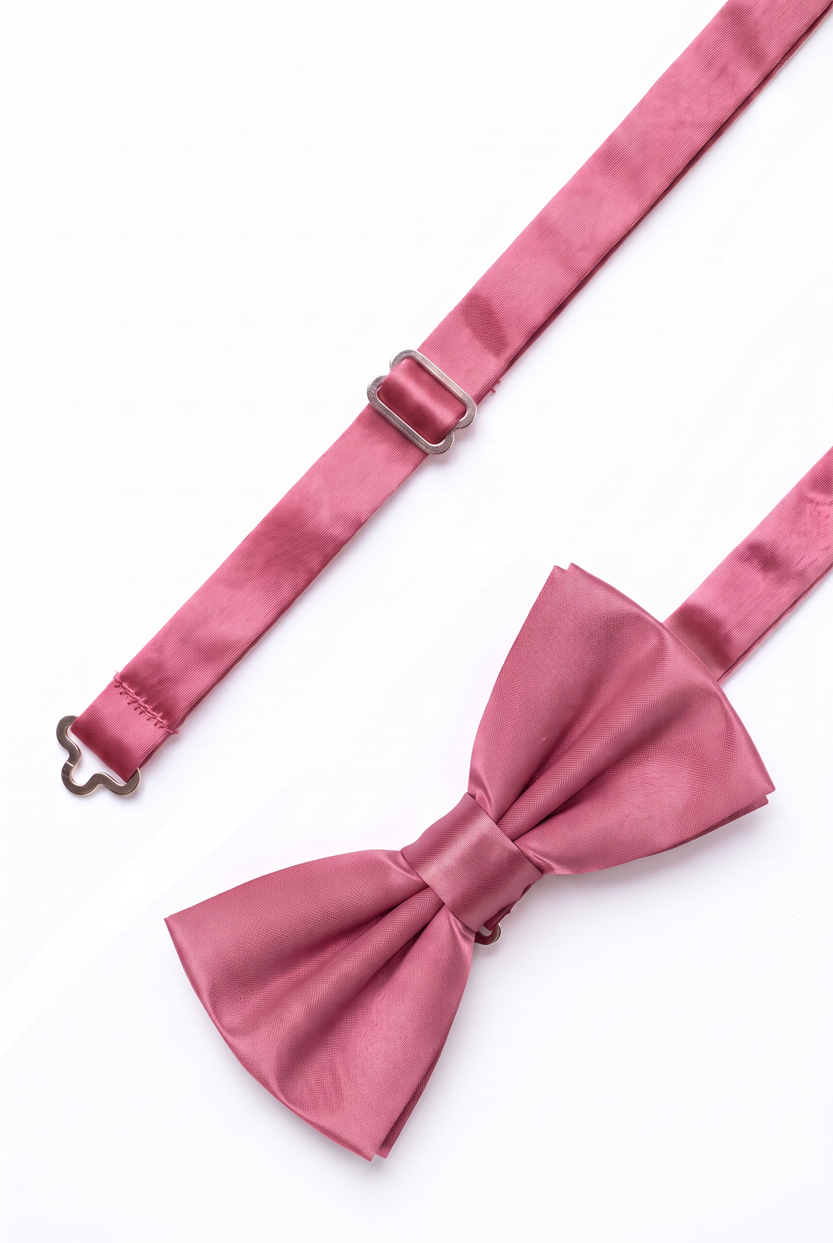 Adjustable violet satin bow tie for men with metal hook fastening

