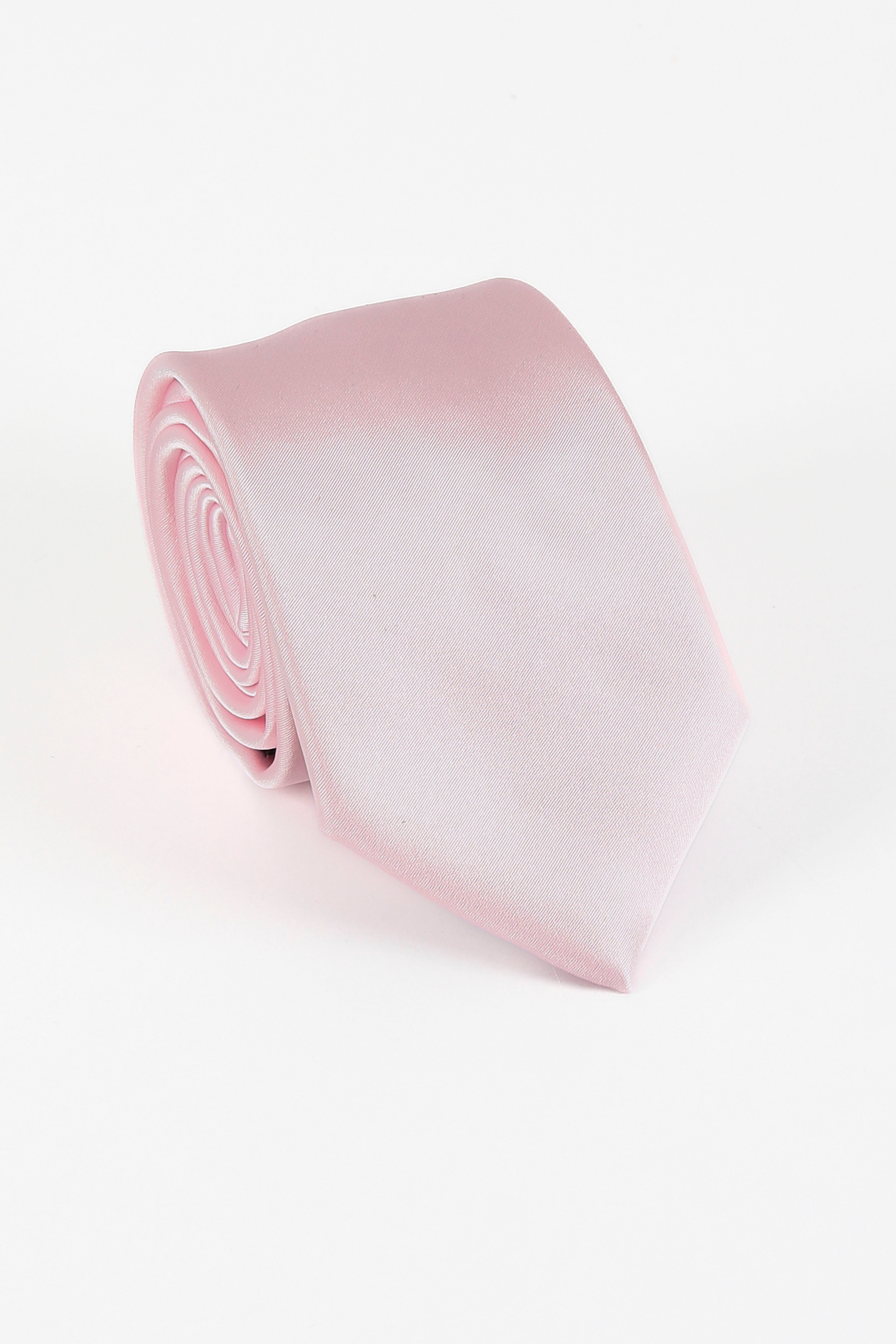 Men's Satin Tie Cufflink 4 Piece Set - Light Pink Tie Picture