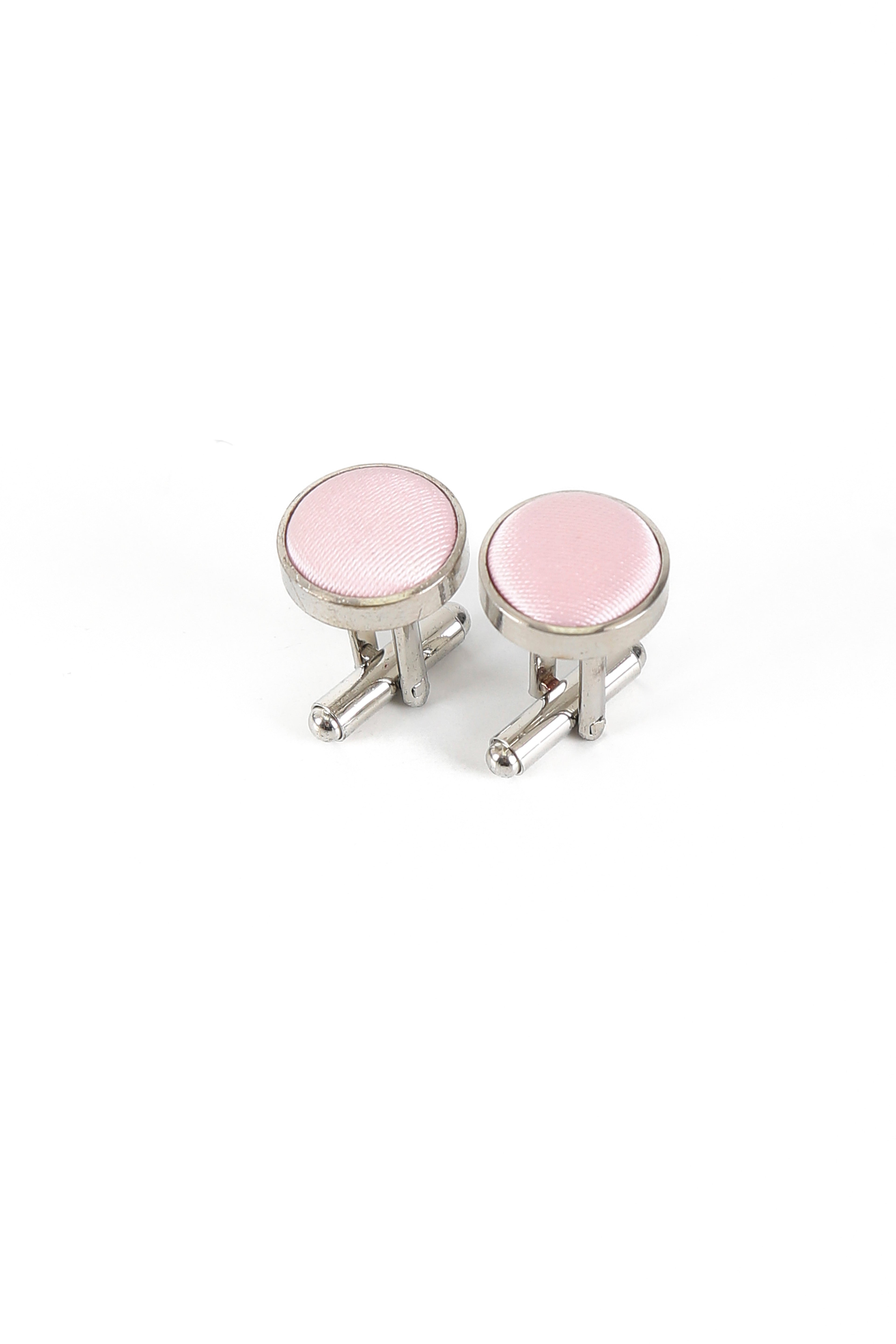 Men's Satin Tie Cufflink 4 Piece Set - Light Pink Cufflink Picture