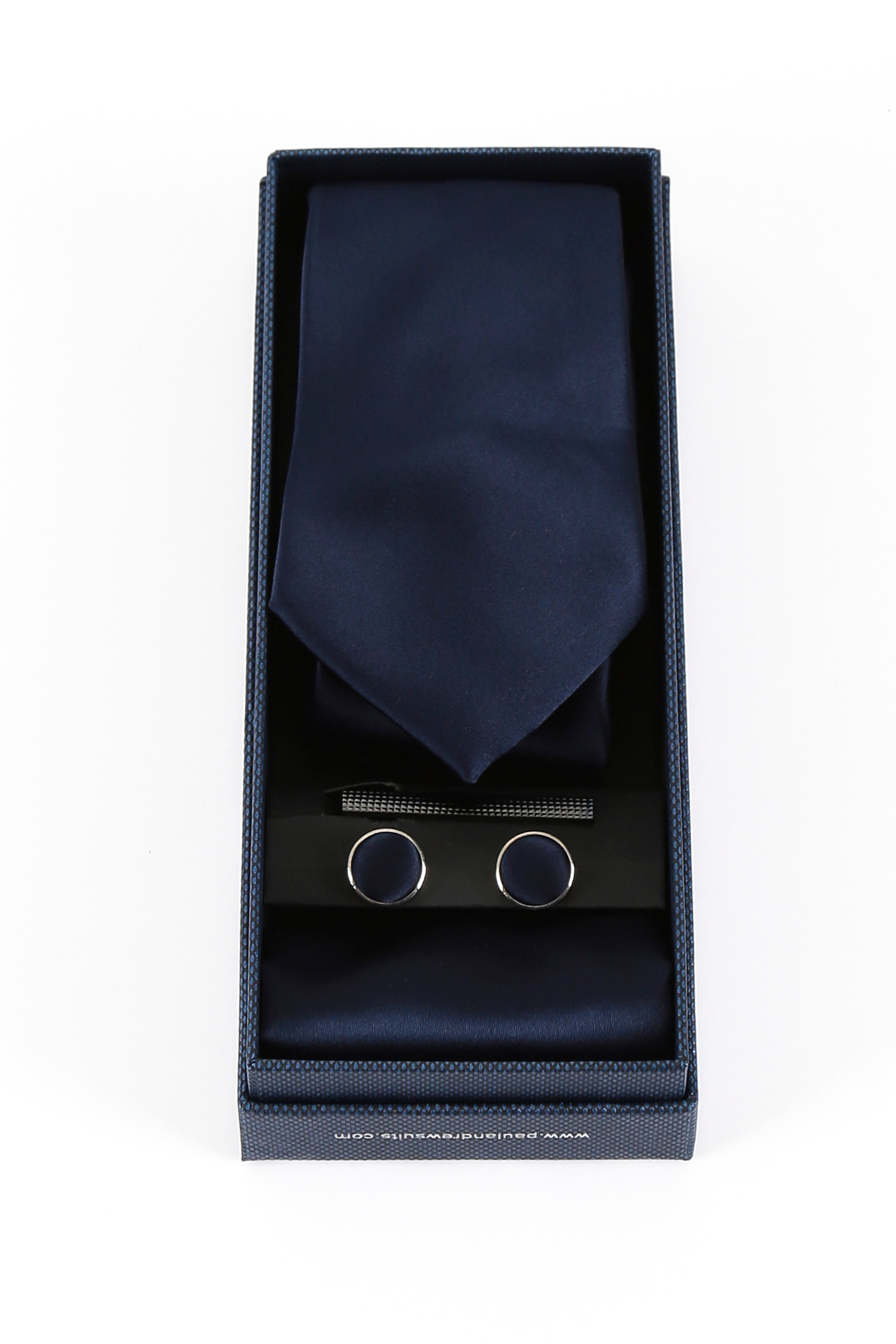 Men's Satin Tie Cufflink 4 Piece Set - Navy Blue