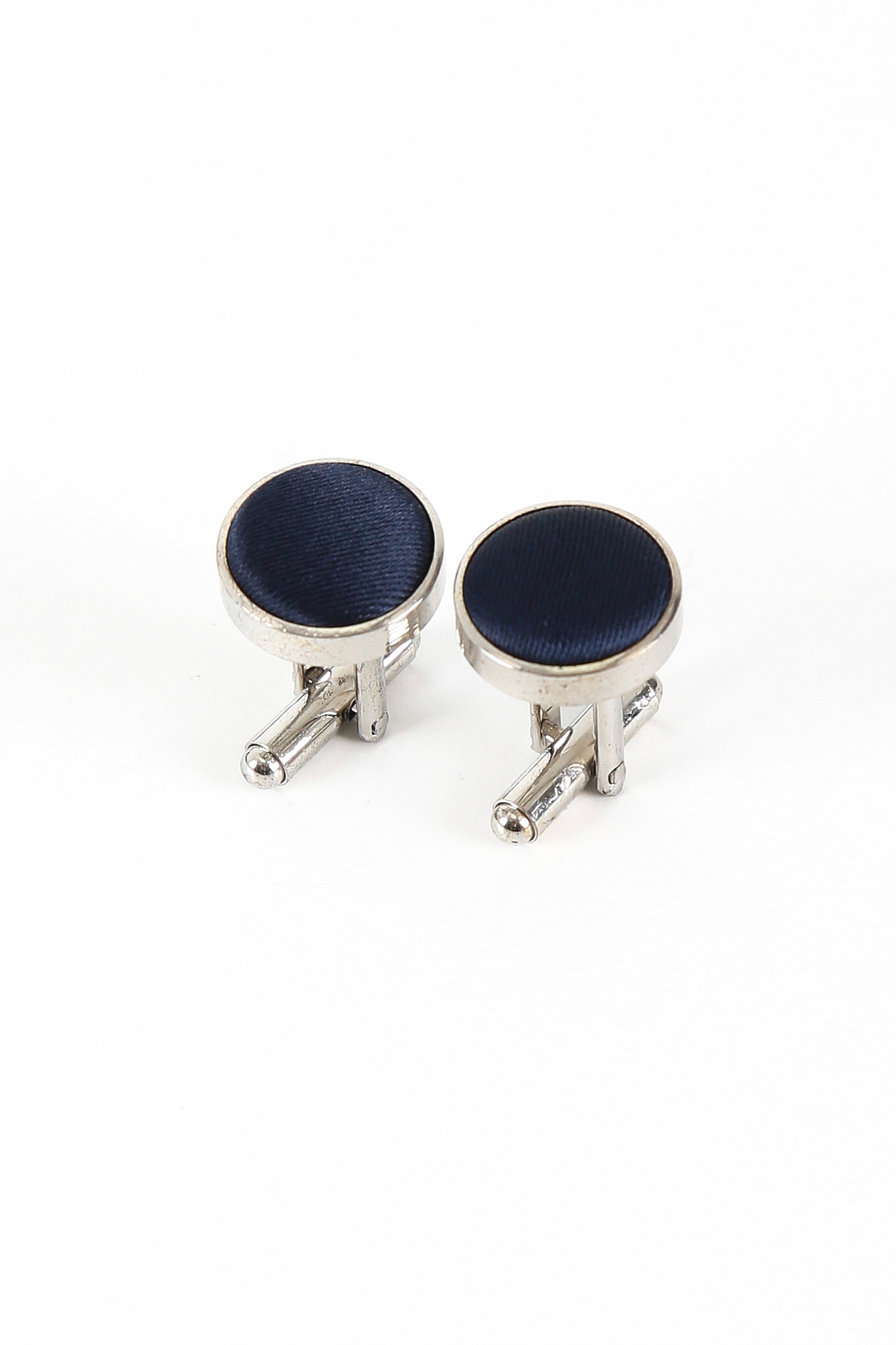 Men's Satin Tie Cufflink 4 Piece Set - Navy Blue Cufflink Picture