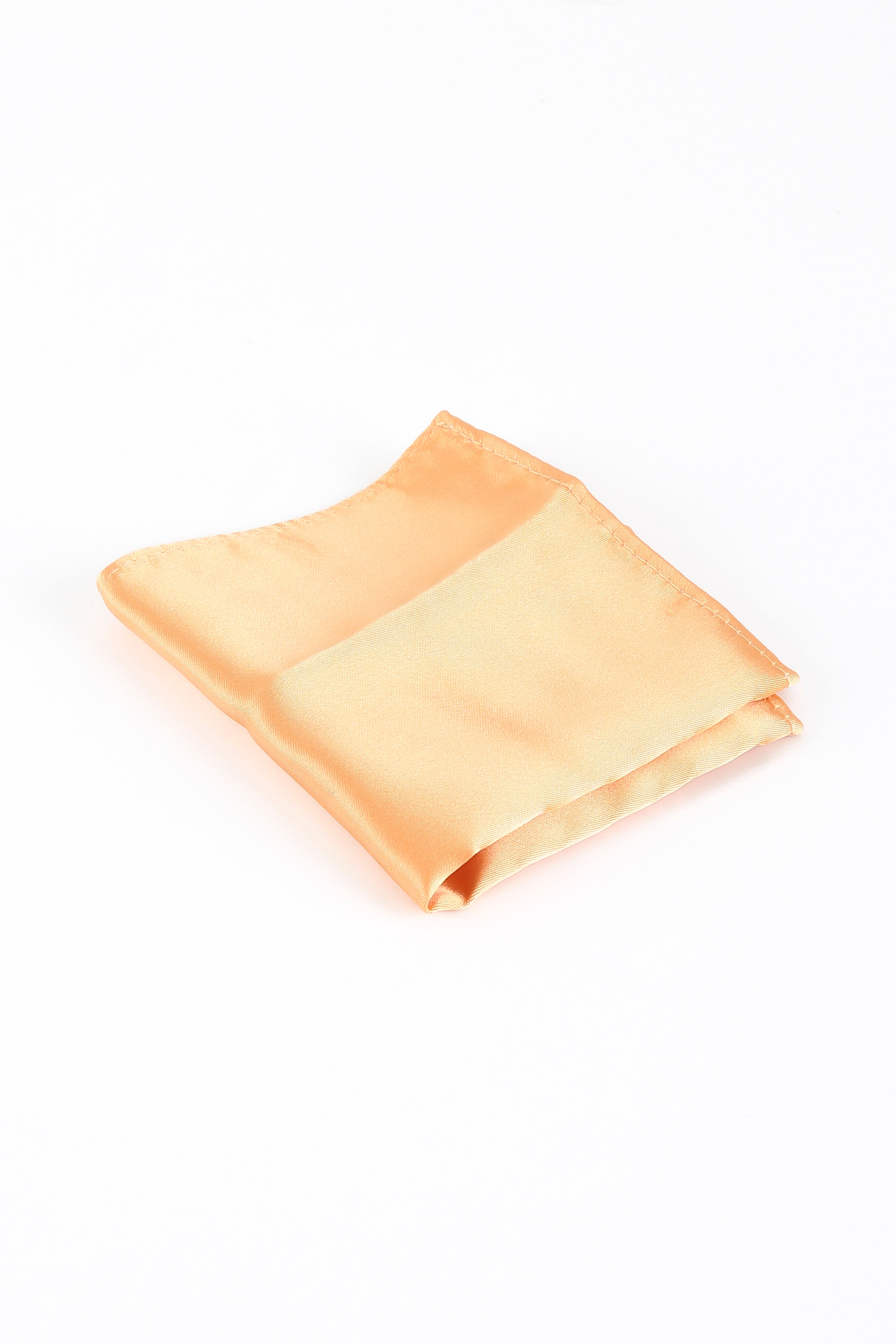 Men's Satin Tie Cufflink 4 Piece Set - Orange Hanky Picture