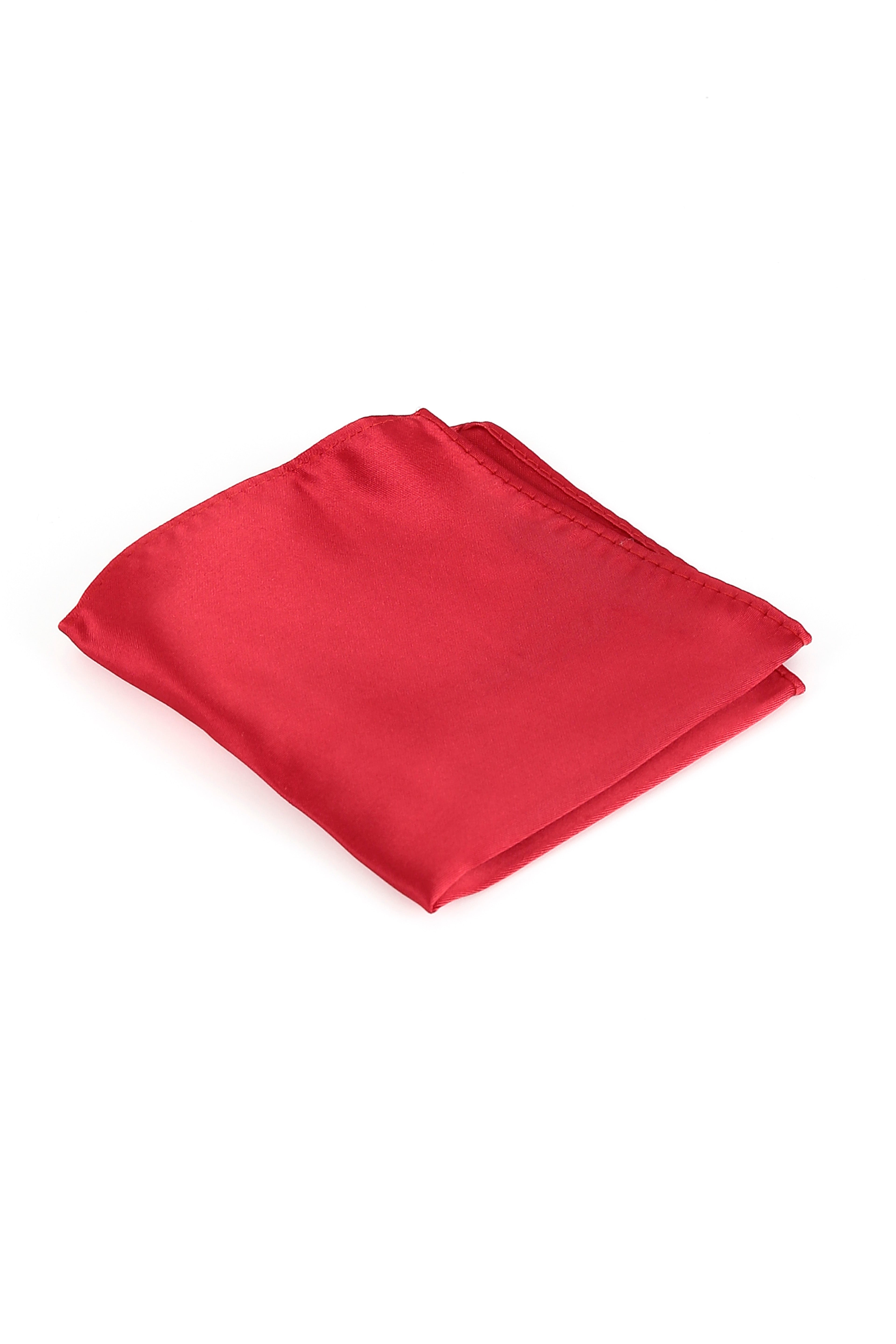 Men's Satin Tie Cufflink 4 Piece Set - Red Hanky Picture