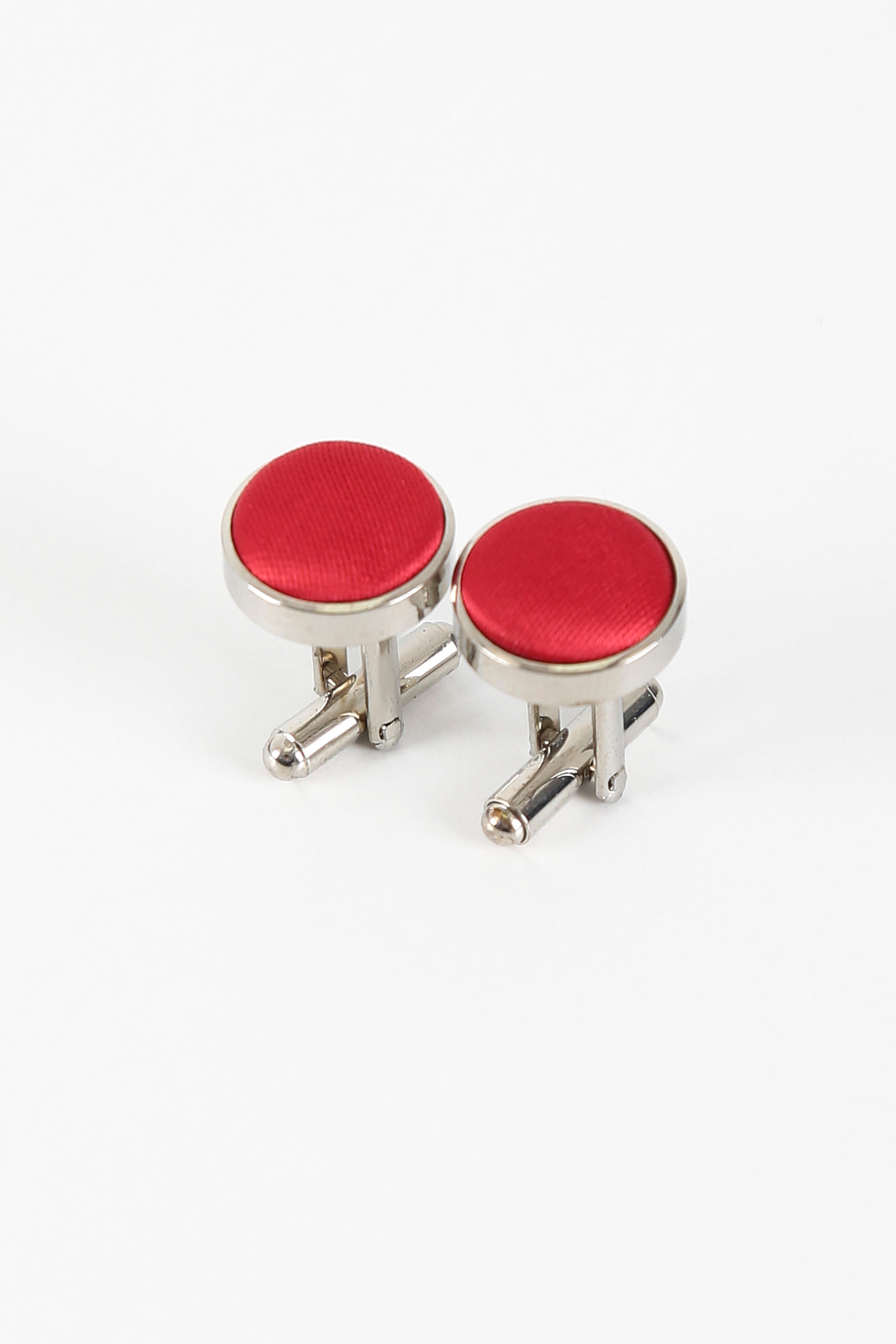 Men's Satin Tie Cufflink 4 Piece Set - Red Cufflink Picture