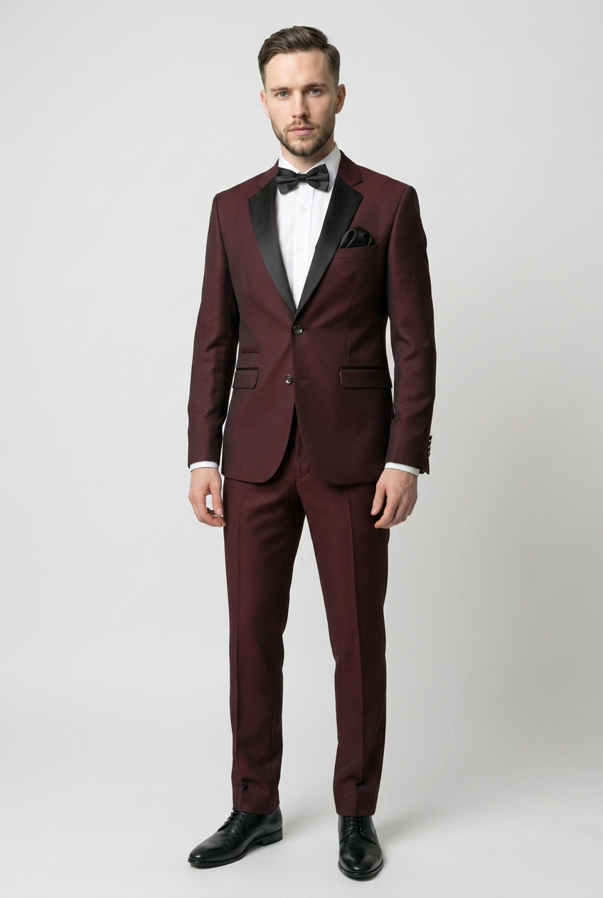 Costume formel 2 pièces coupe slim pour homme - Modèle MYERS WINE