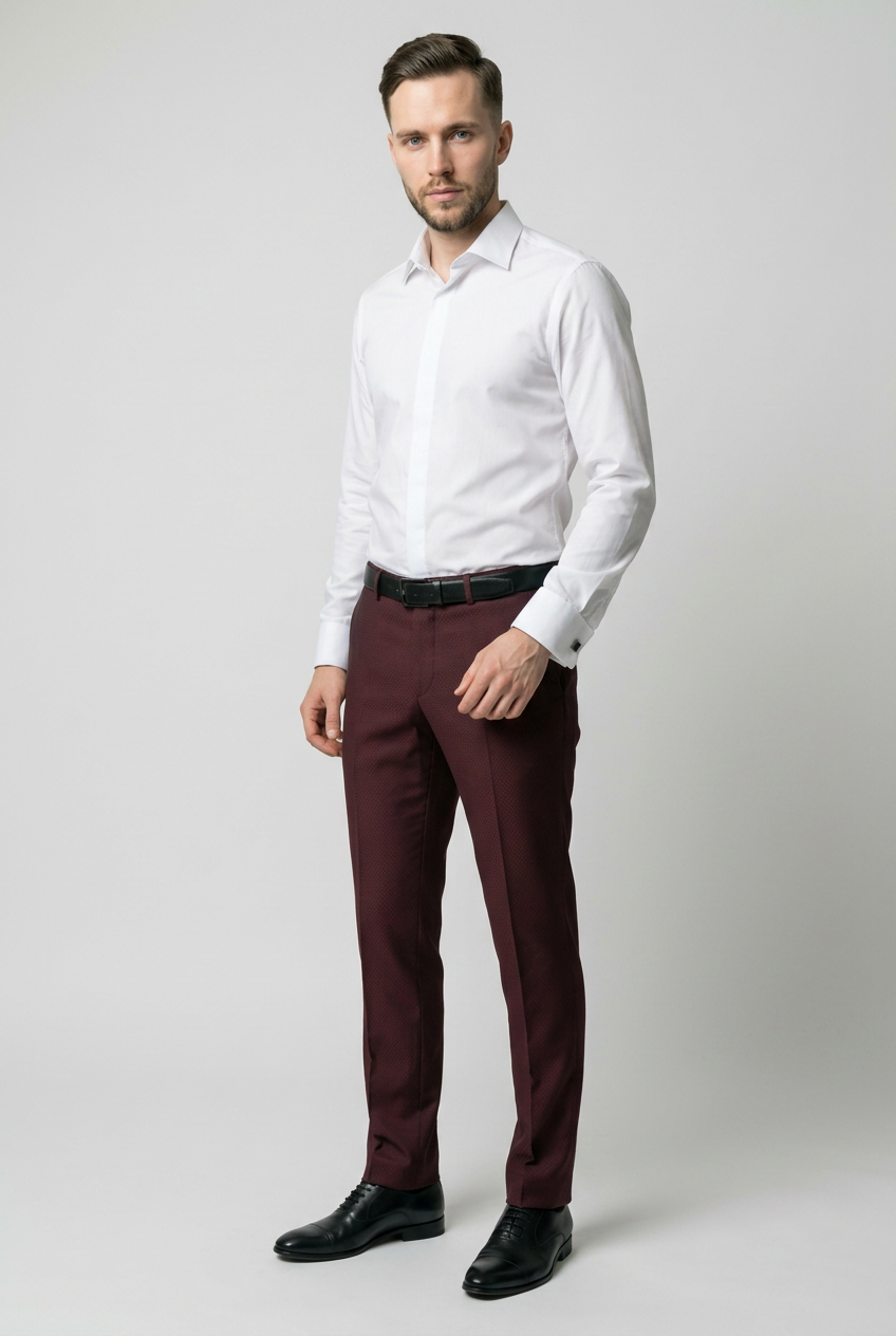 Costume formel 2 pièces coupe slim pour homme - Modèle MYERS WINE
