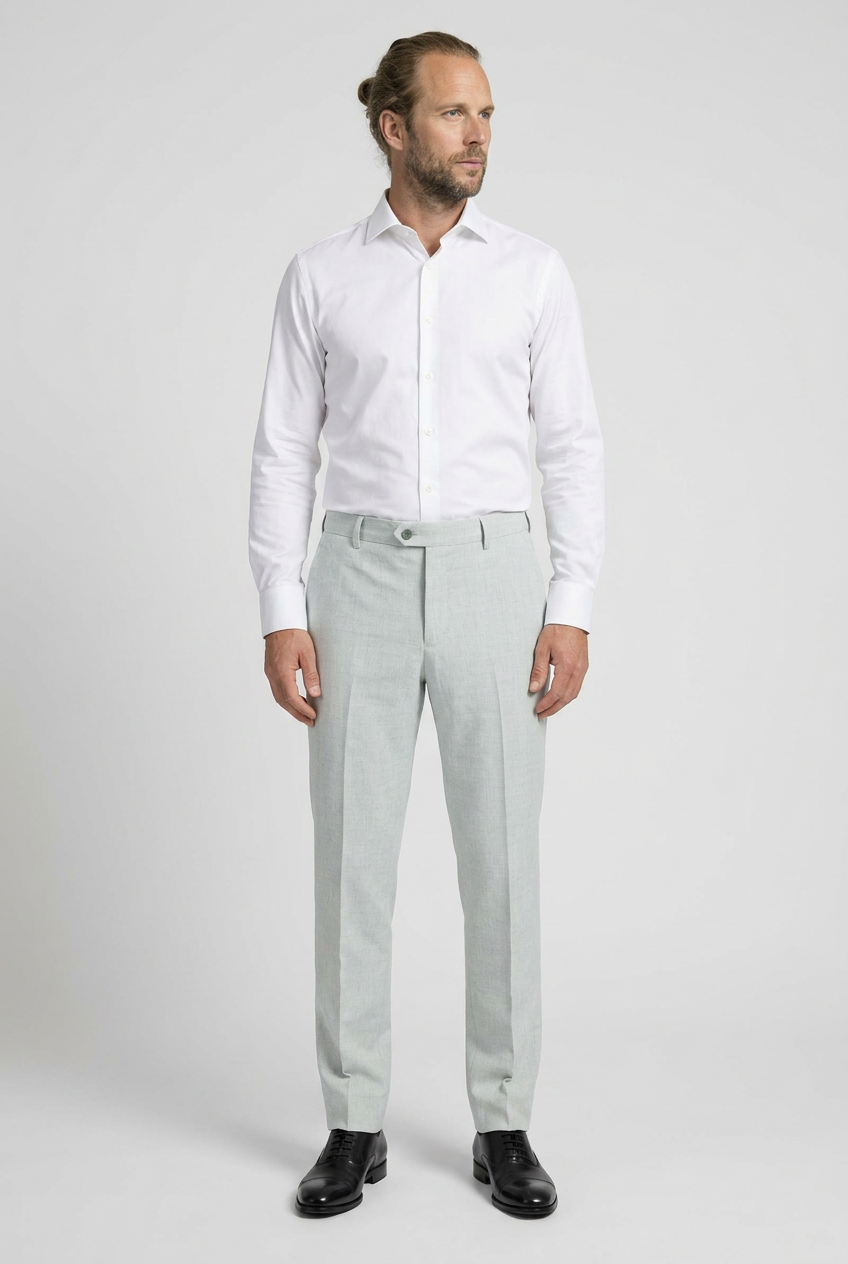 Herren Slim Fit Formelle Elfenbeinhose - VENETO - Hellgrau