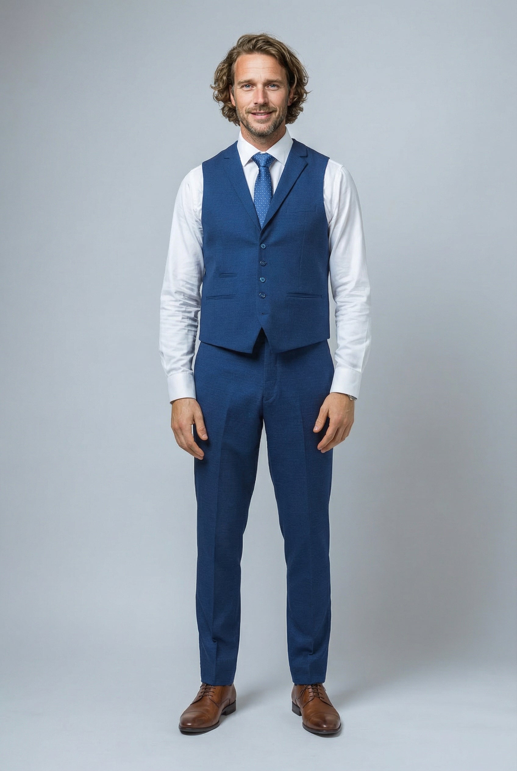 Herren Slim Fit Blaue Weste - MATEO - Indigoblau