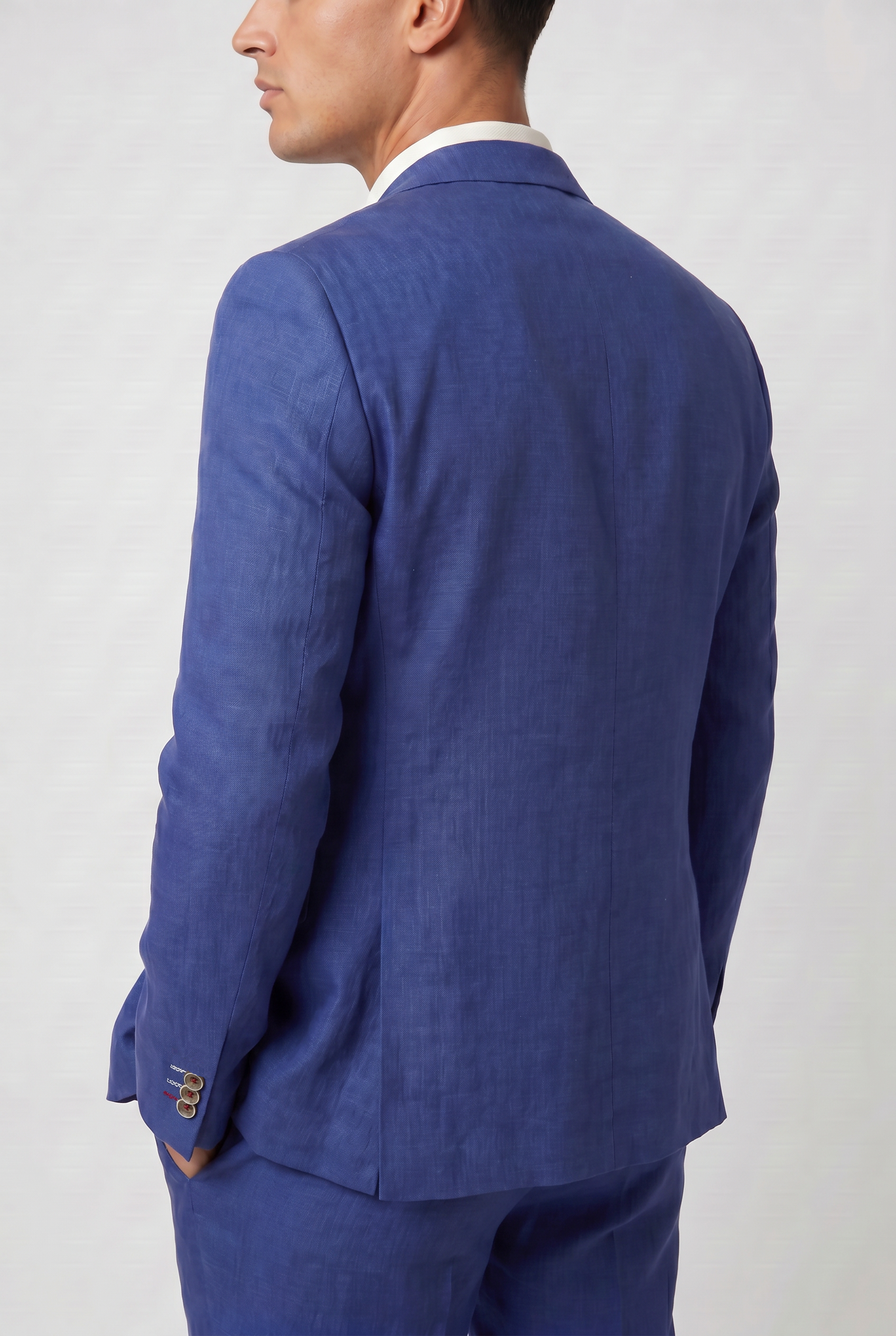Costume deux pièces en lin coupe slim pour homme - Bleu marine 